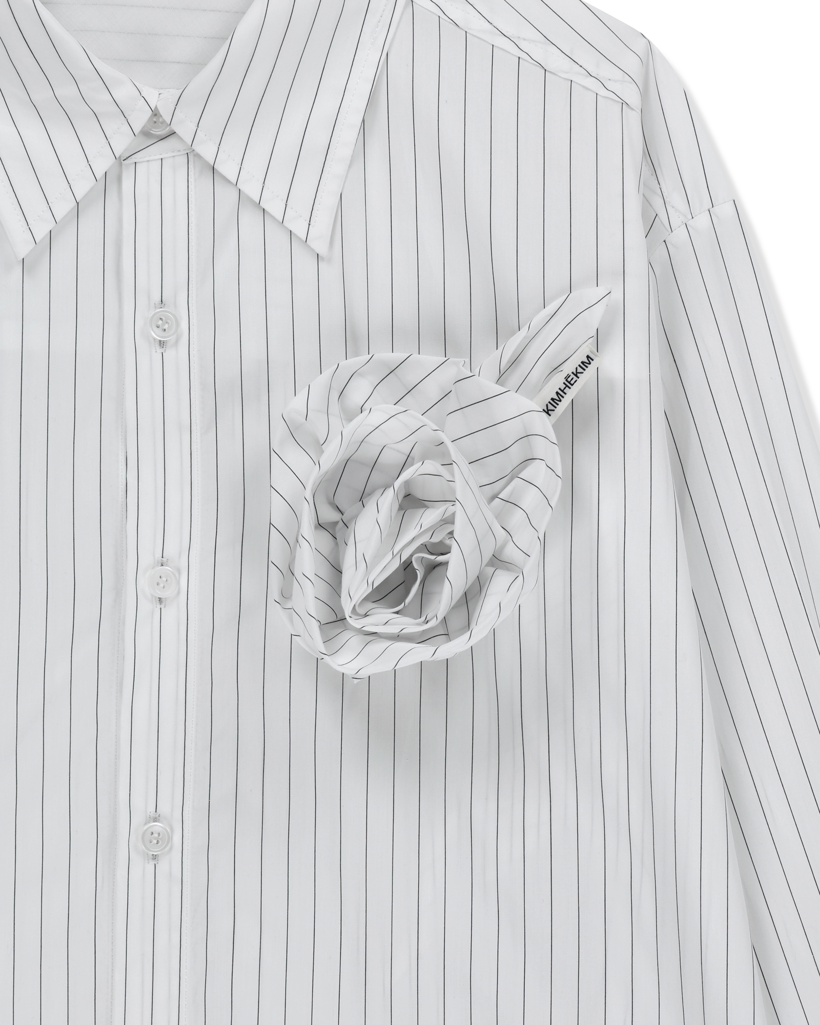 Kimhe Kim - Rose Embellished Striped Shirt (White) product image 12 | TRAB K-Fashion Australia