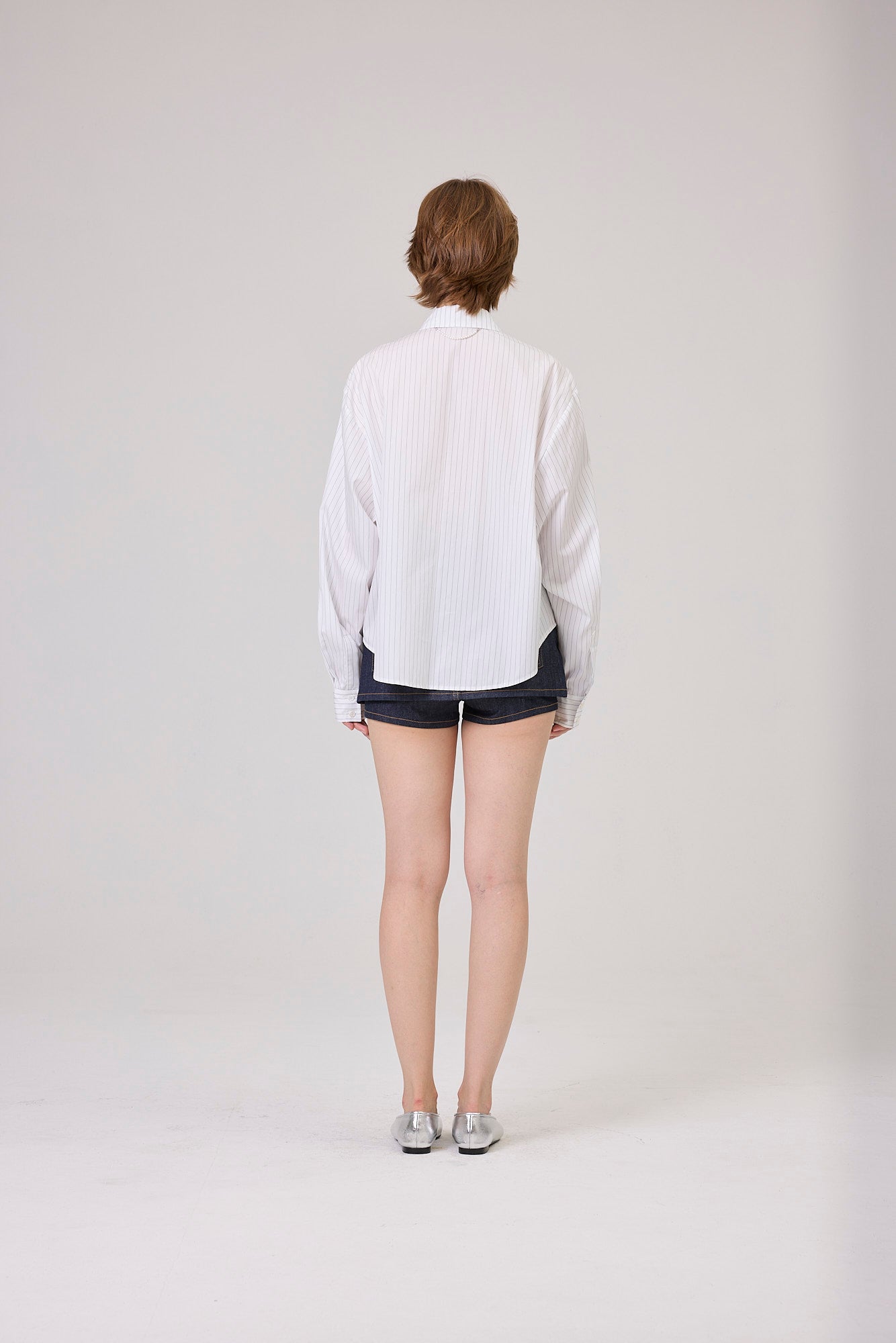Kimhe Kim - Rose Embellished Striped Shirt (White) product image 4 | TRAB K-Fashion Australia