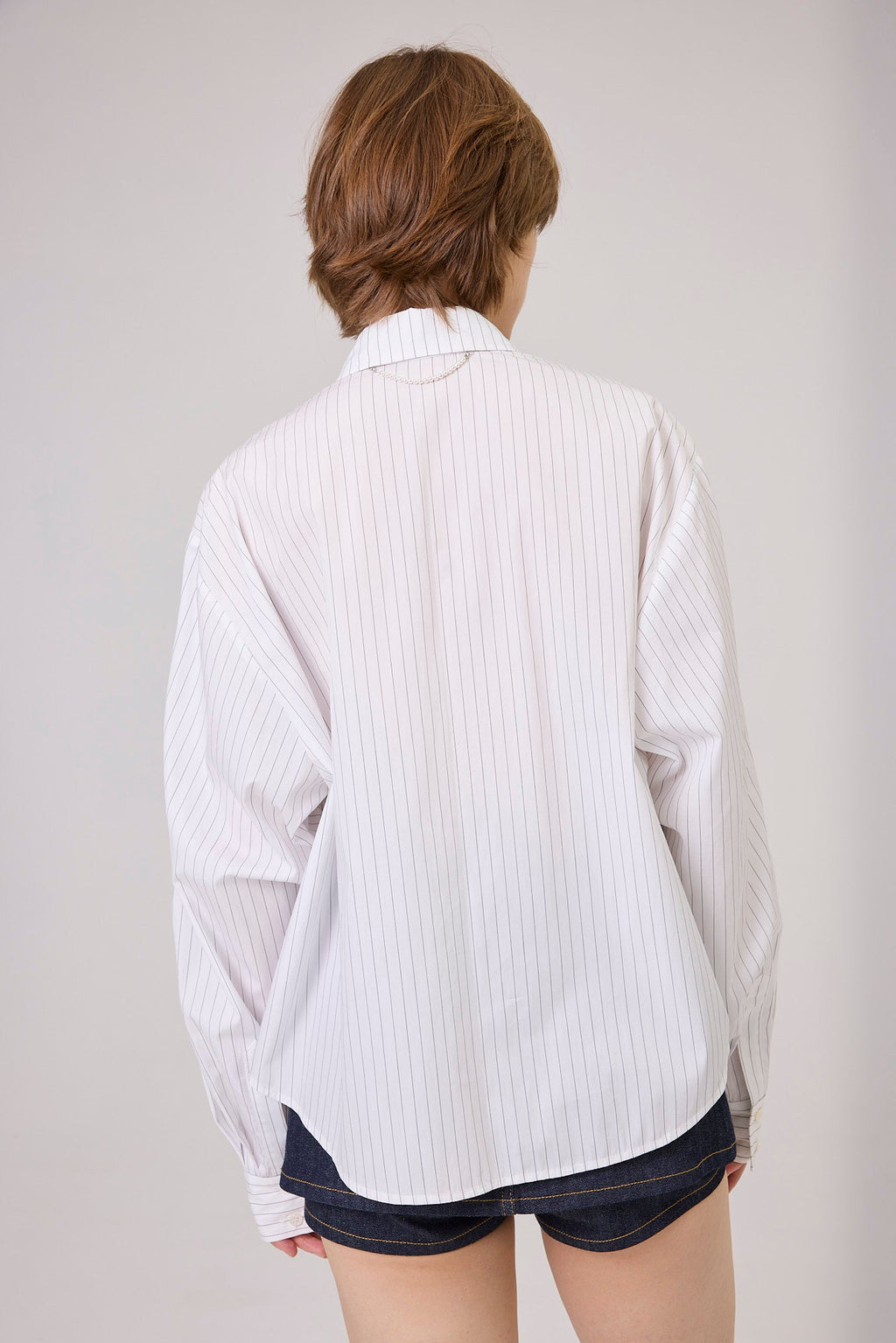 Kimhe Kim - Rose Embellished Striped Shirt (White) product image 8 | TRAB K-Fashion Australia