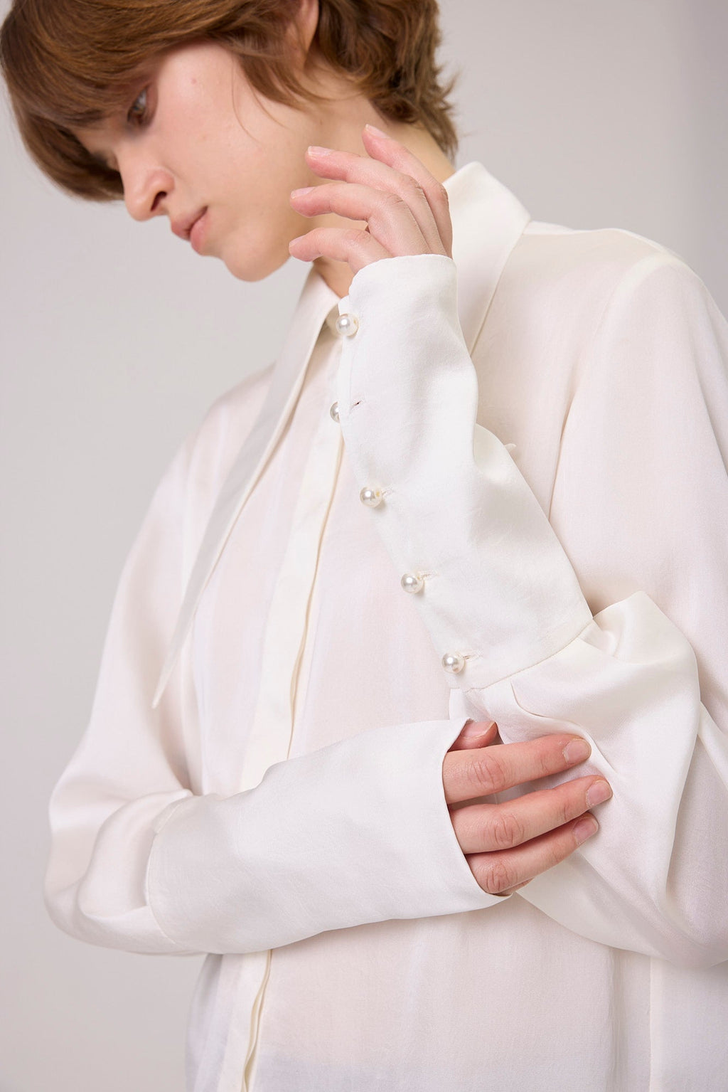 Kimhe Kim - Satin Elf Shirt (Ivory) product image 9 | TRAB K-Fashion Australia