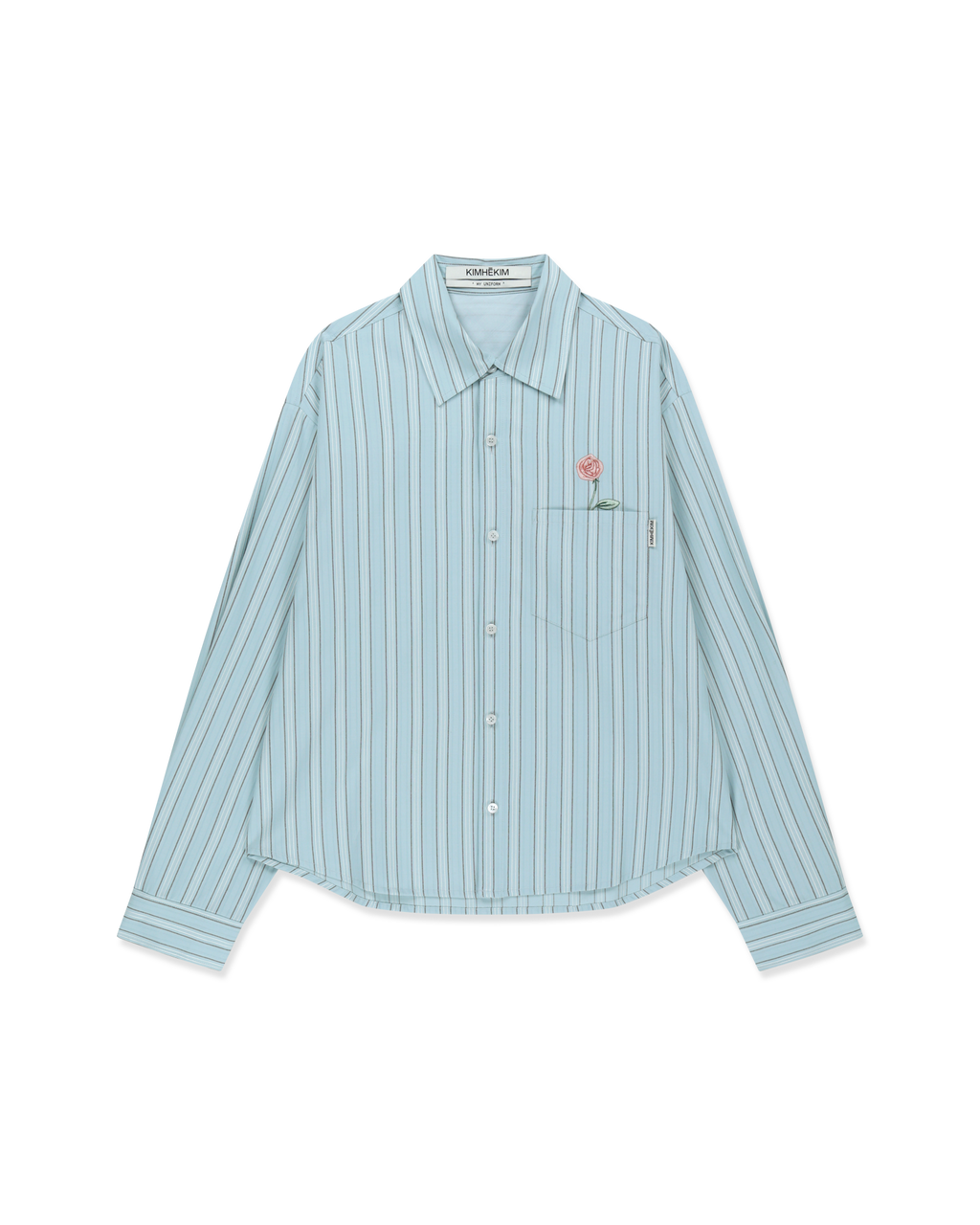 Kimhe Kim - Rose Embroidered Striped Shirt (Blue) product image 1 | TRAB K-Fashion Australia