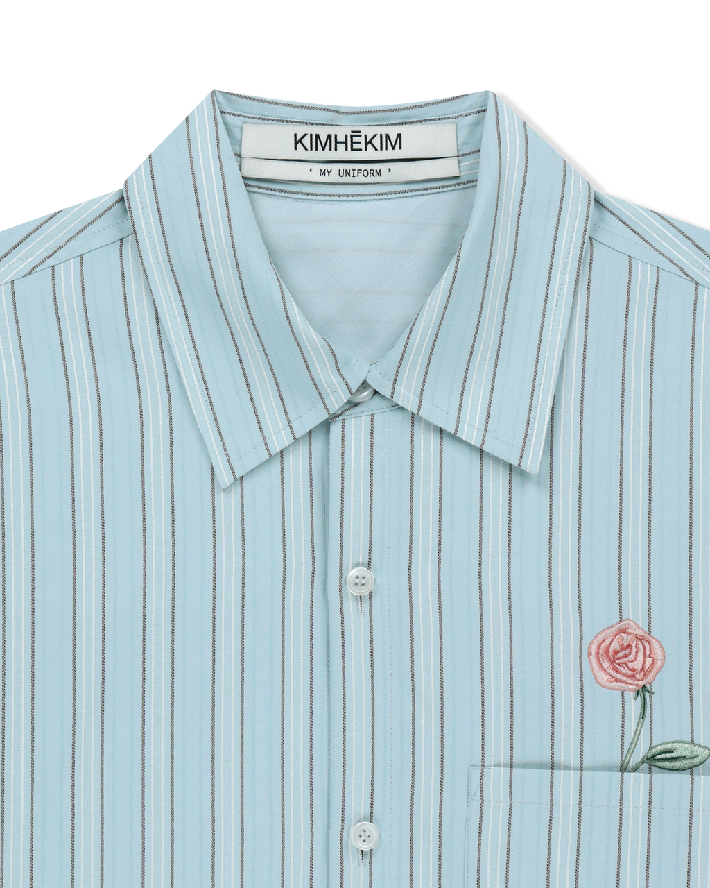 Kimhe Kim - Rose Embroidered Striped Shirt (Blue) product image 3 | TRAB K-Fashion Australia
