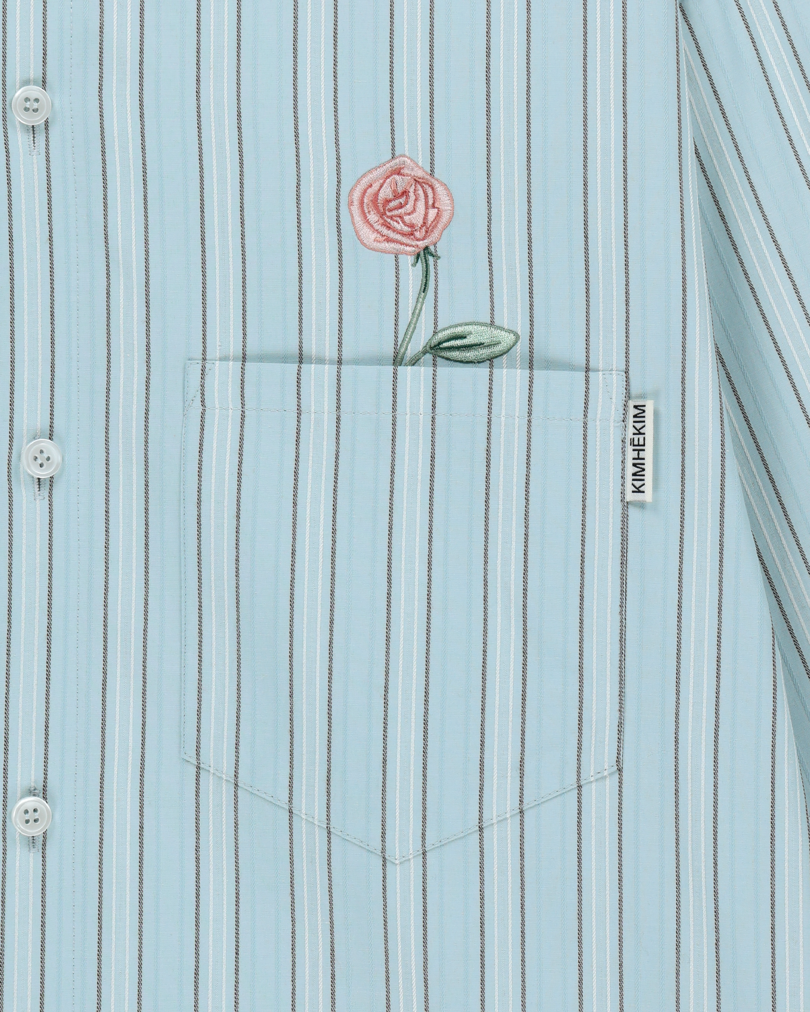 Kimhe Kim - Rose Embroidered Striped Shirt (Blue) product image 4 | TRAB K-Fashion Australia