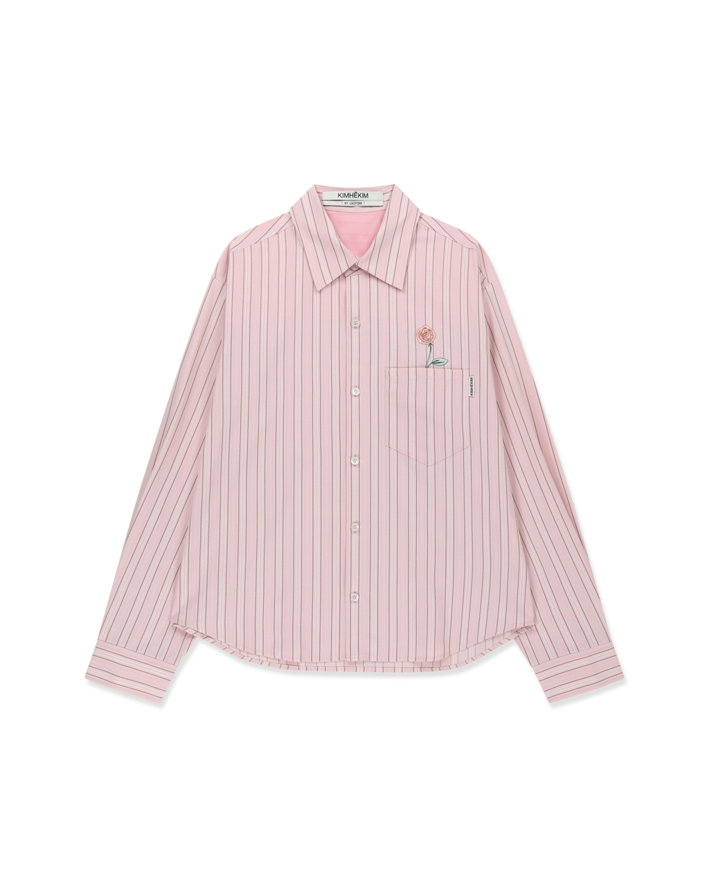 Kimhe Kim - Rose Embroidered Striped Shirt (Pink) product image 6 | TRAB K-Fashion Australia