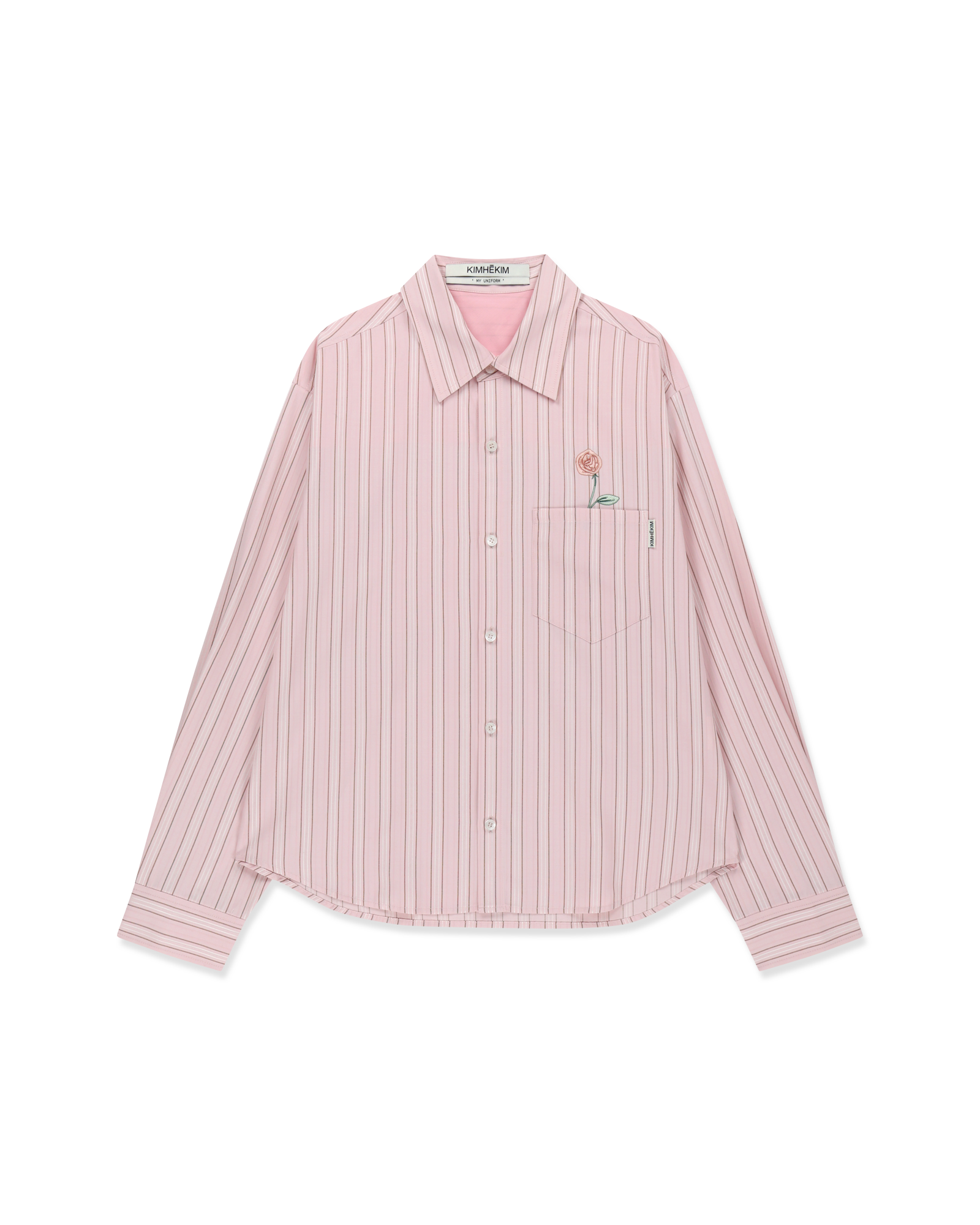 Kimhe Kim - Rose Embroidered Striped Shirt (Pink) product image 6 | TRAB K-Fashion Australia