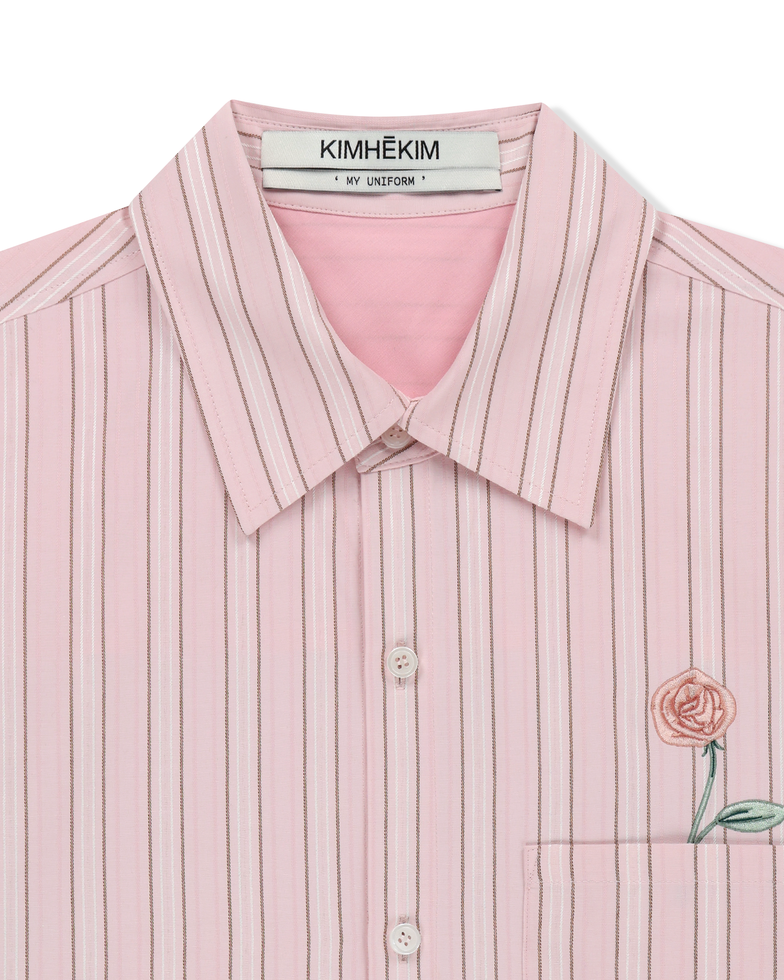 Kimhe Kim - Rose Embroidered Striped Shirt (Pink) product image 10 | TRAB K-Fashion Australia