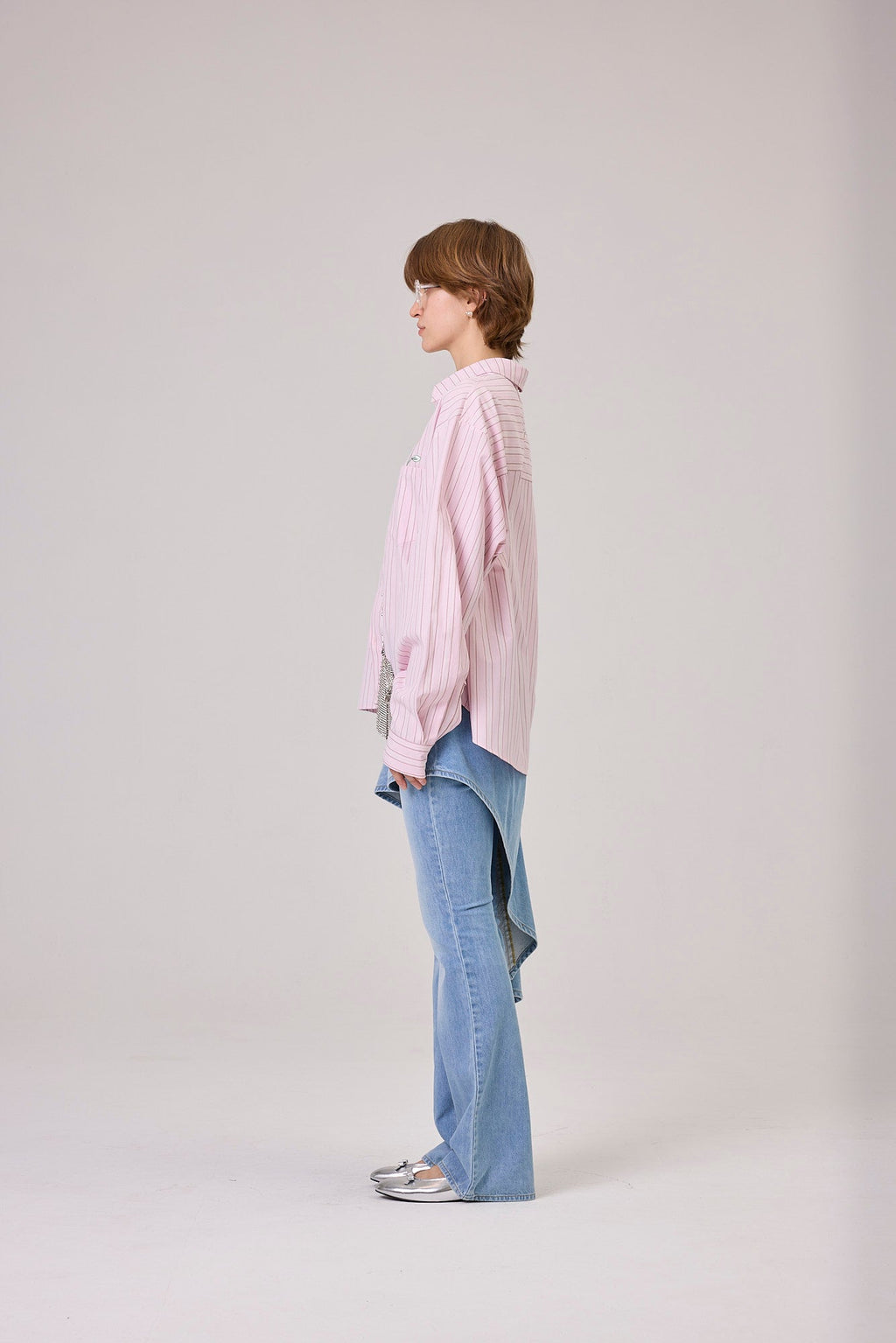 Kimhe Kim - Rose Embroidered Striped Shirt (Pink) product image 3 | TRAB K-Fashion Australia