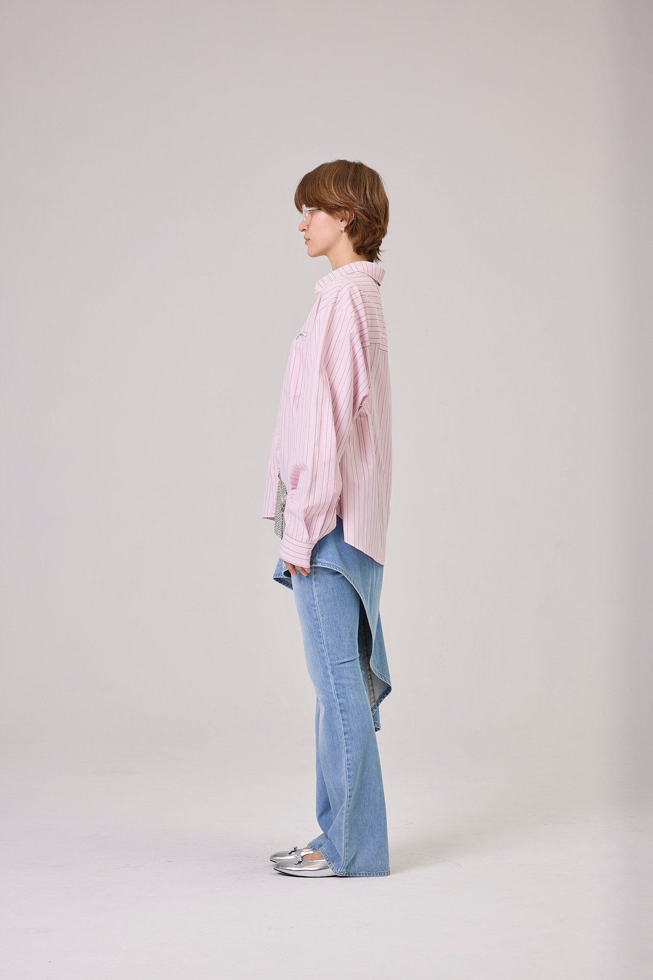 Kimhe Kim - Rose Embroidered Striped Shirt (Pink) product image 3 | TRAB K-Fashion Australia