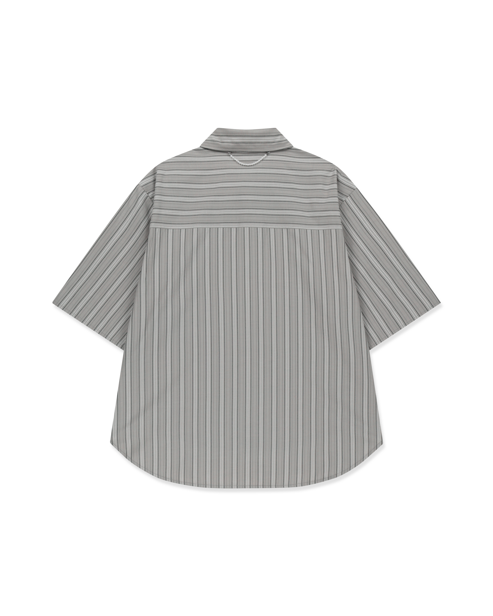 Kimhe Kim - Rose Embroidered Striped Short Sleeve Shirt (Grey) product image 2 | TRAB K-Fashion Australia