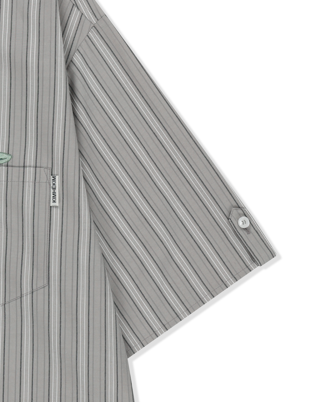 Kimhe Kim - Rose Embroidered Striped Short Sleeve Shirt (Grey) product image 4 | TRAB K-Fashion Australia
