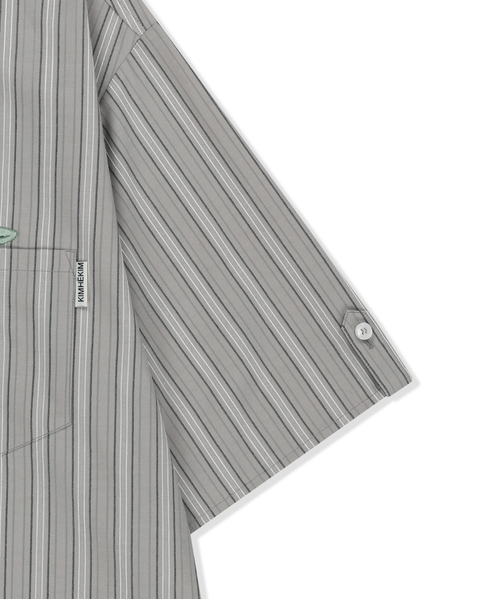 Kimhe Kim - Rose Embroidered Striped Short Sleeve Shirt (Grey) product image 4 | TRAB K-Fashion Australia