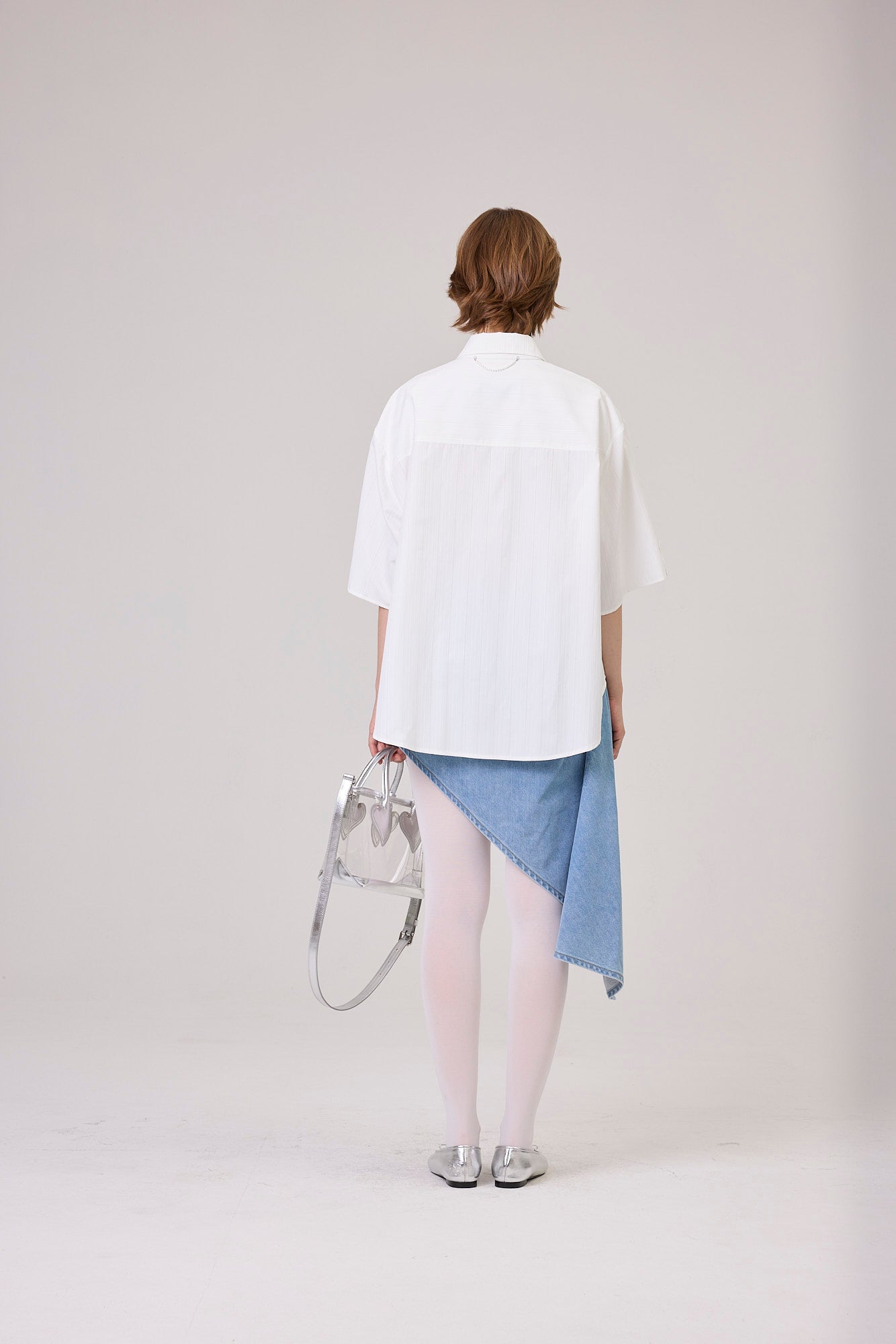 Kimhe Kim - Rose Embroidered Striped Short Sleeve Shirt (White) product image 4 | TRAB K-Fashion Australia