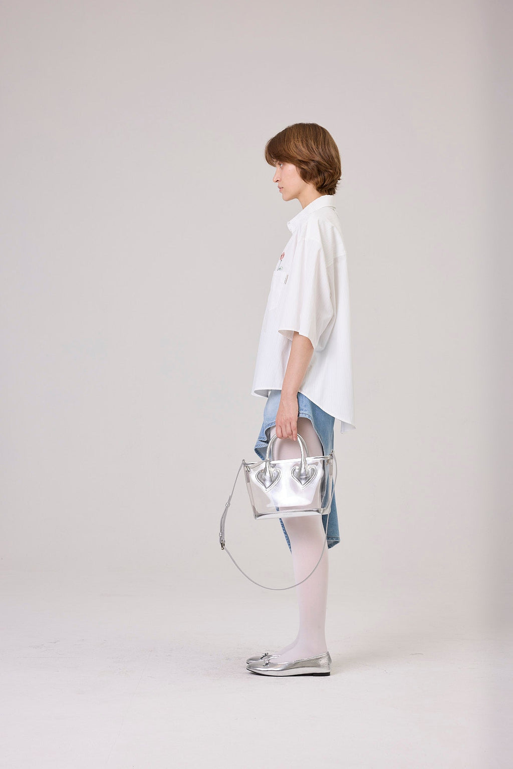 Kimhe Kim - Rose Embroidered Striped Short Sleeve Shirt (White) product image 3 | TRAB K-Fashion Australia