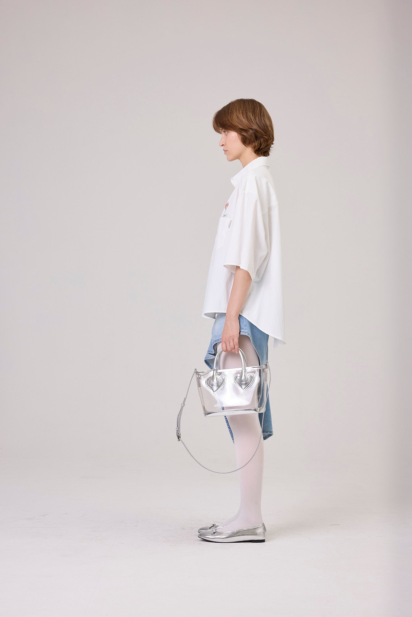 Kimhe Kim - Rose Embroidered Striped Short Sleeve Shirt (White) product image 3 | TRAB K-Fashion Australia