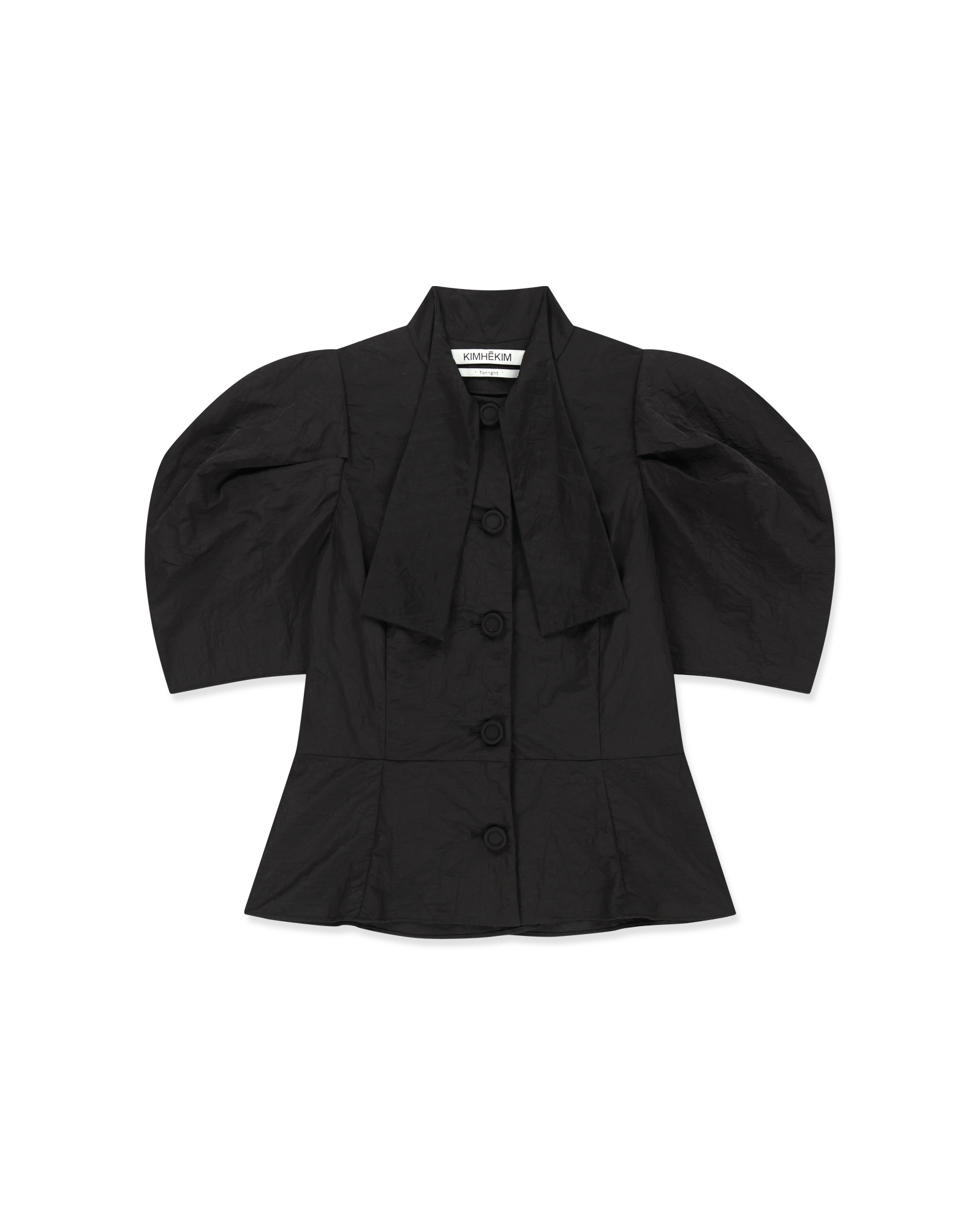 Kimhe Kim - Scarf Puff Sleeve Shirt (Black) product image 7 | TRAB K-Fashion Australia