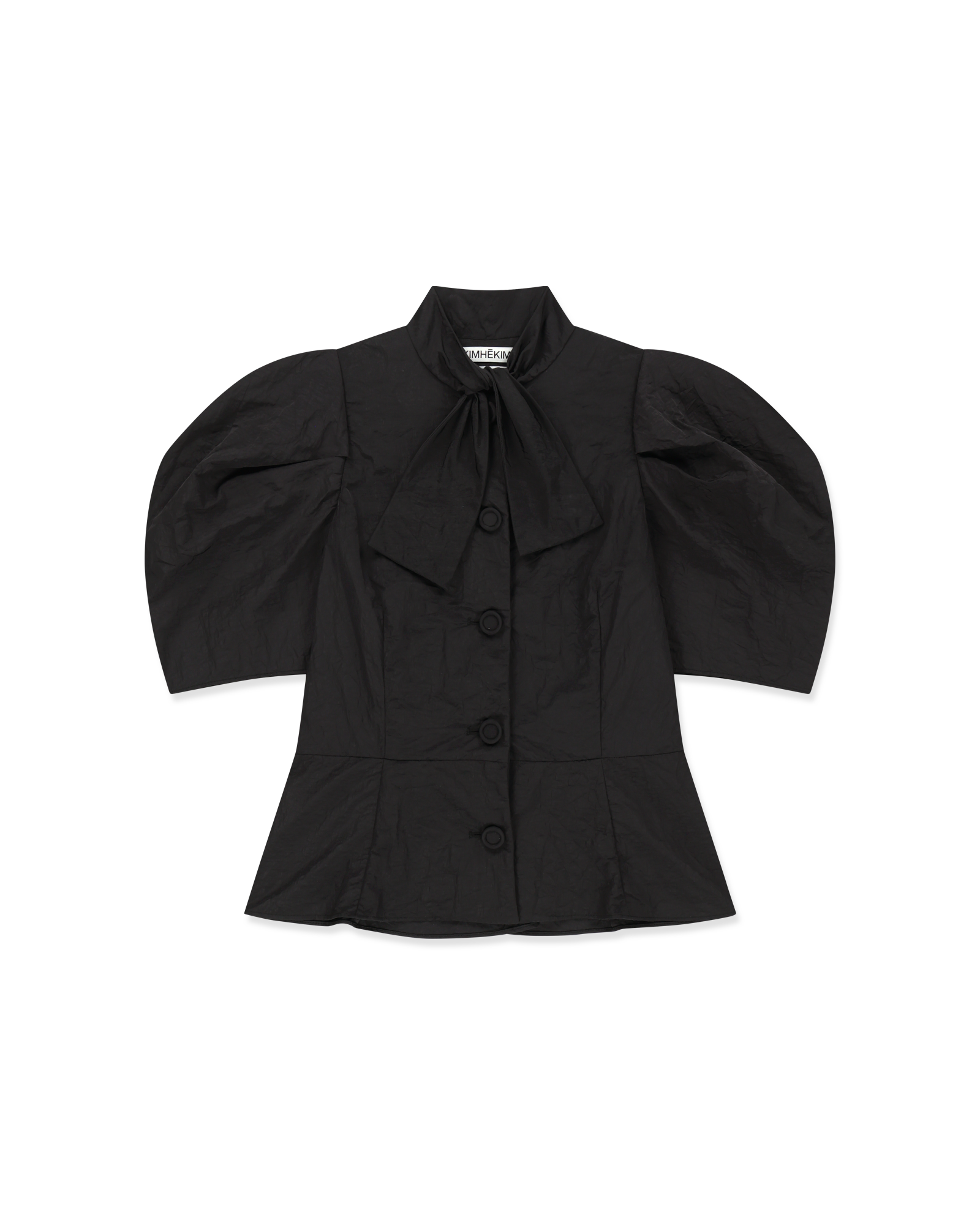 Kimhe Kim - Scarf Puff Sleeve Shirt (Black) product image 8 | TRAB K-Fashion Australia