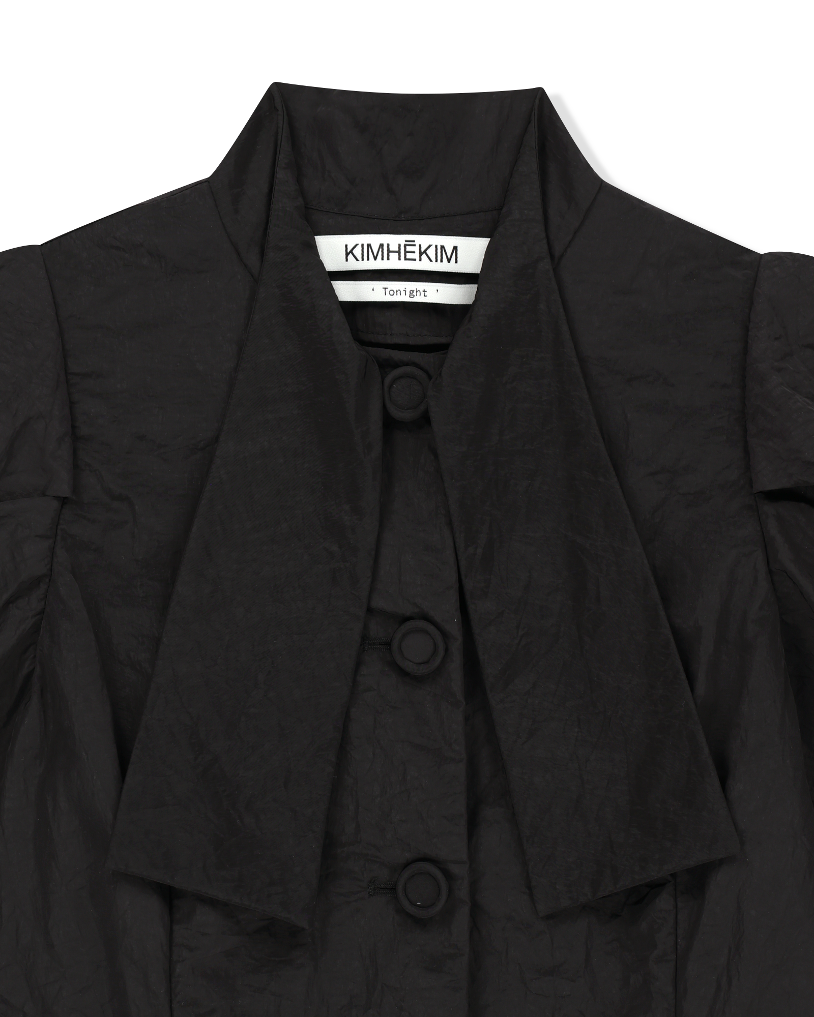 Kimhe Kim - Scarf Puff Sleeve Shirt (Black) product image 10 | TRAB K-Fashion Australia