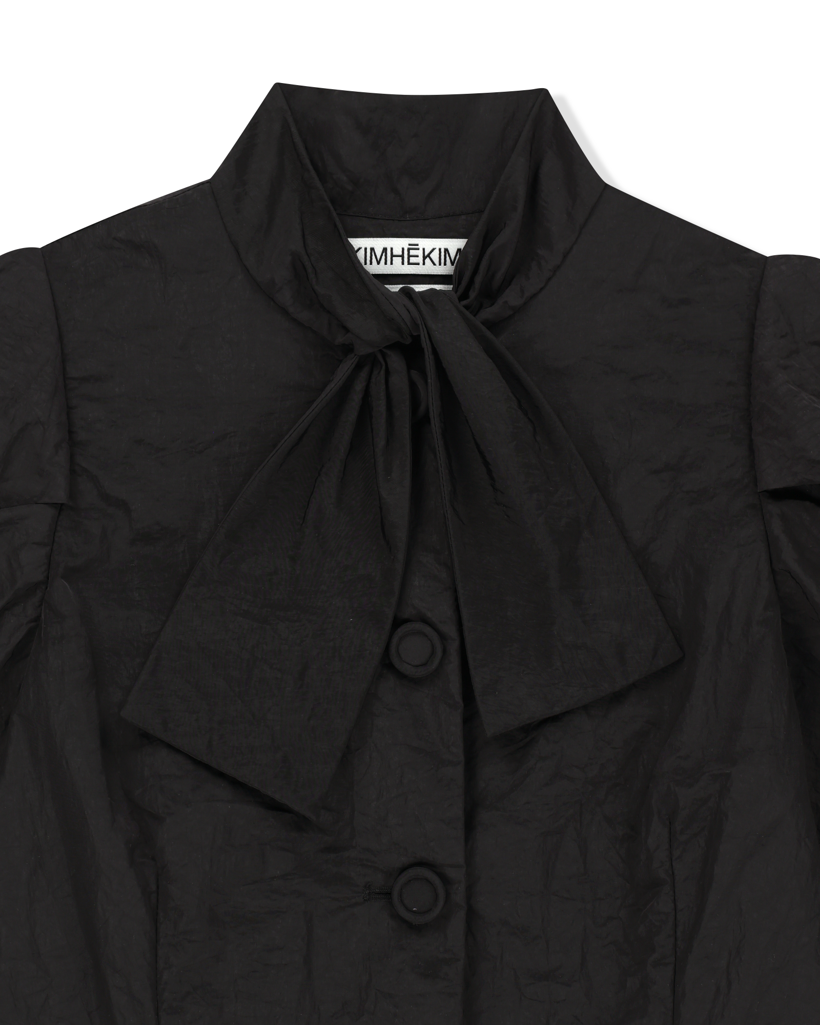 Kimhe Kim - Scarf Puff Sleeve Shirt (Black) product image 11 | TRAB K-Fashion Australia
