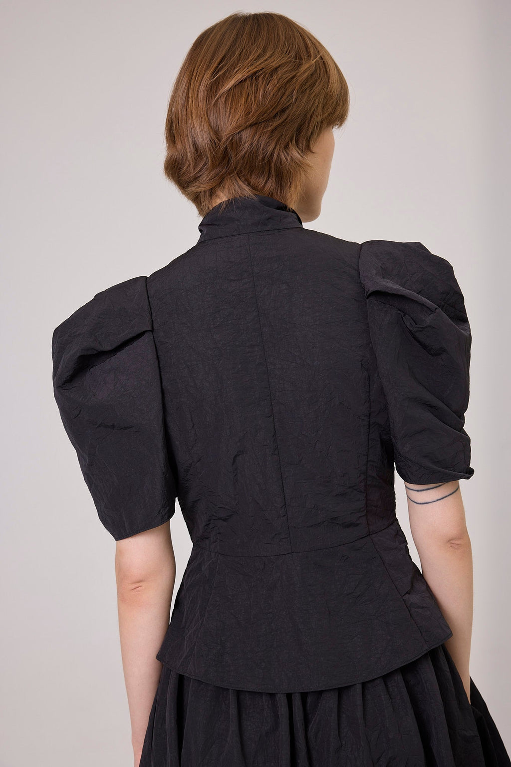 Kimhe Kim - Scarf Puff Sleeve Shirt (Black) product image 6 | TRAB K-Fashion Australia