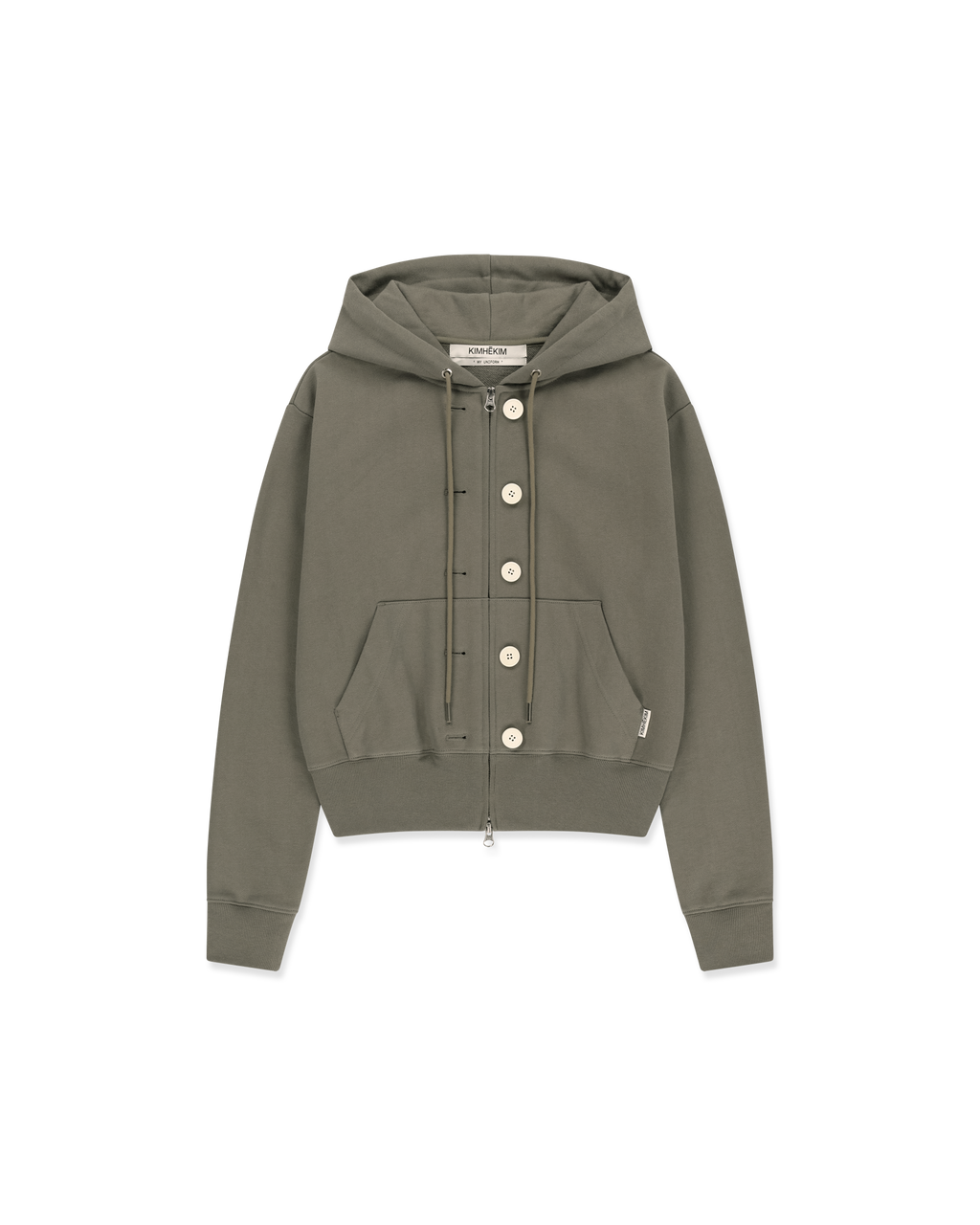 Kimhe Kim - Ash Button Zip-Up Hoodie (Khaki) product image 6 | TRAB K-Fashion Australia