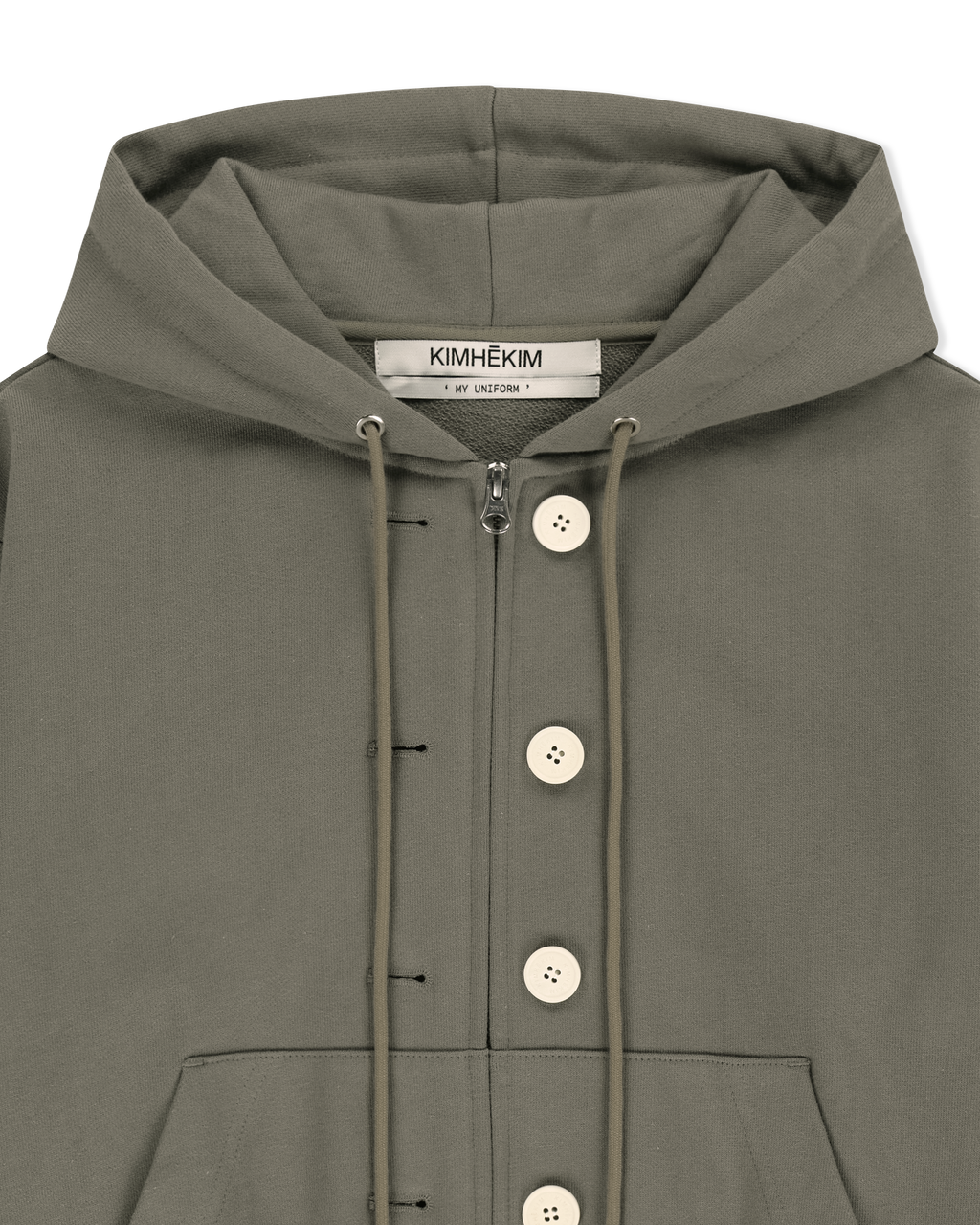 Kimhe Kim - Ash Button Zip-Up Hoodie (Khaki) product image 8 | TRAB K-Fashion Australia