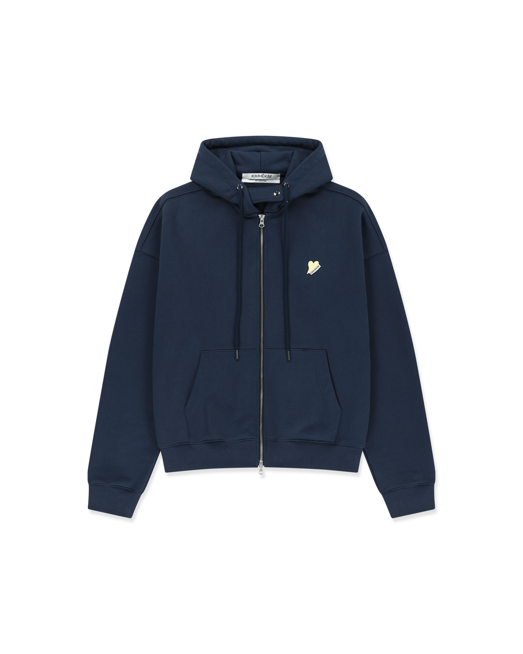 Kimhe Kim - Mini Heart Patch Zip-Up Hoodie (Navy/Yellow) product image 5 | TRAB K-Fashion Australia