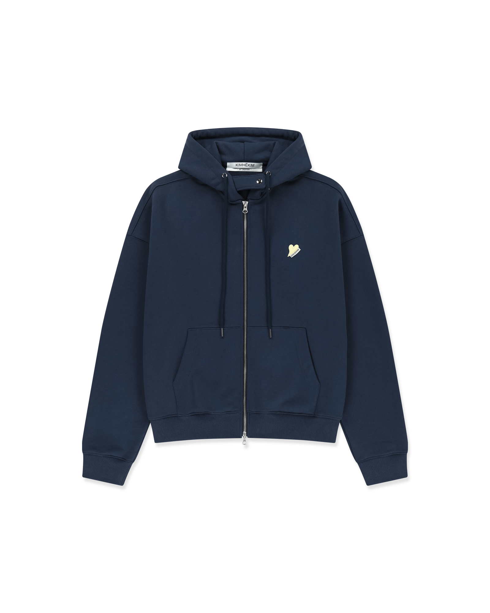 Kimhe Kim - Mini Heart Patch Zip-Up Hoodie (Navy/Yellow) product image 5 | TRAB K-Fashion Australia