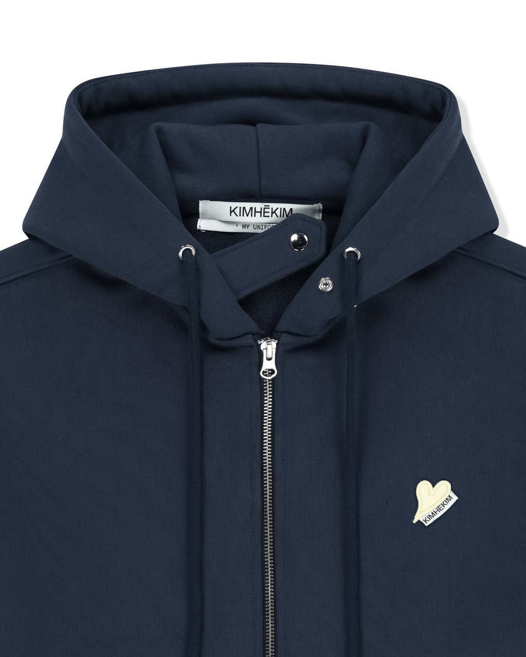 Kimhe Kim - Mini Heart Patch Zip-Up Hoodie (Navy/Yellow) product image 7 | TRAB K-Fashion Australia