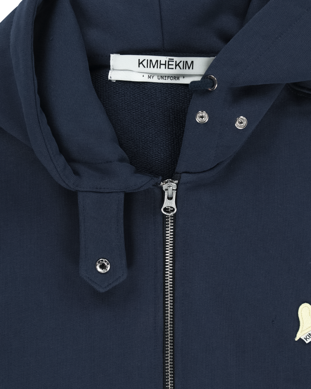 Kimhe Kim - Mini Heart Patch Zip-Up Hoodie (Navy/Yellow) product image 8 | TRAB K-Fashion Australia