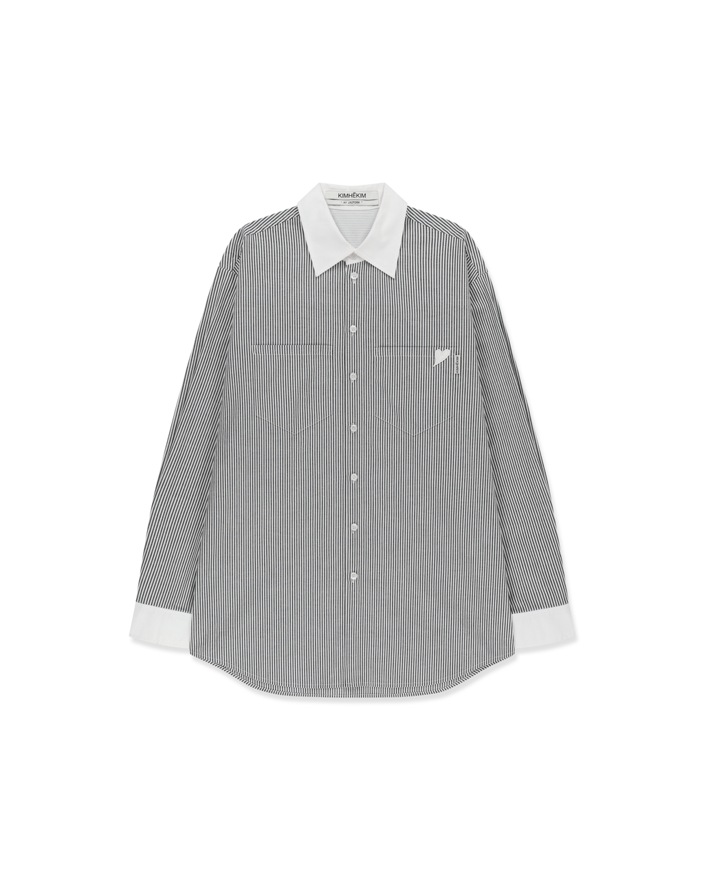 Kimhe Kim - Mini Heart Patch Double Pockets Shirt (Black/White) product image 4 | TRAB K-Fashion Australia