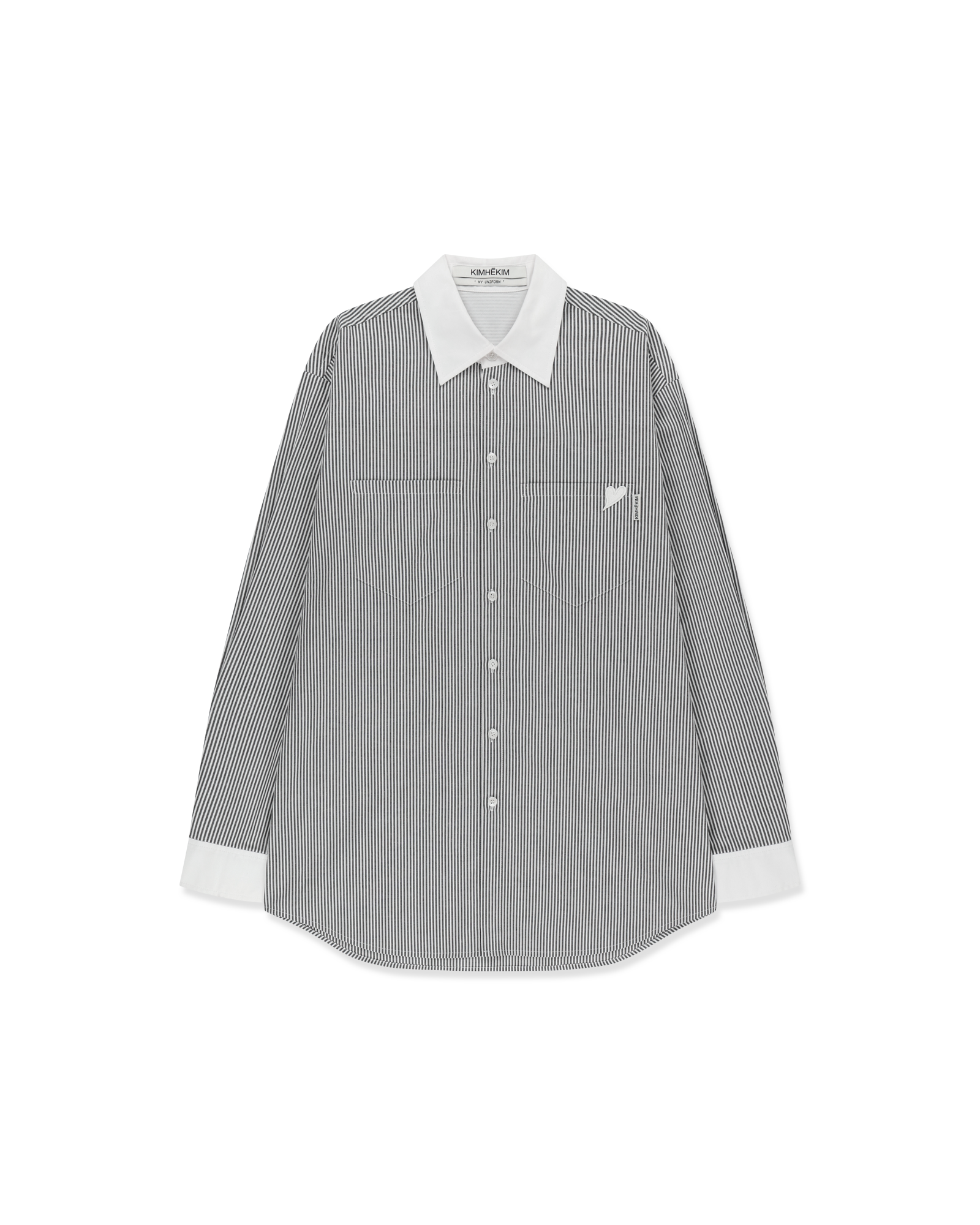Kimhe Kim - Mini Heart Patch Double Pockets Shirt (Black/White) product image 4 | TRAB K-Fashion Australia