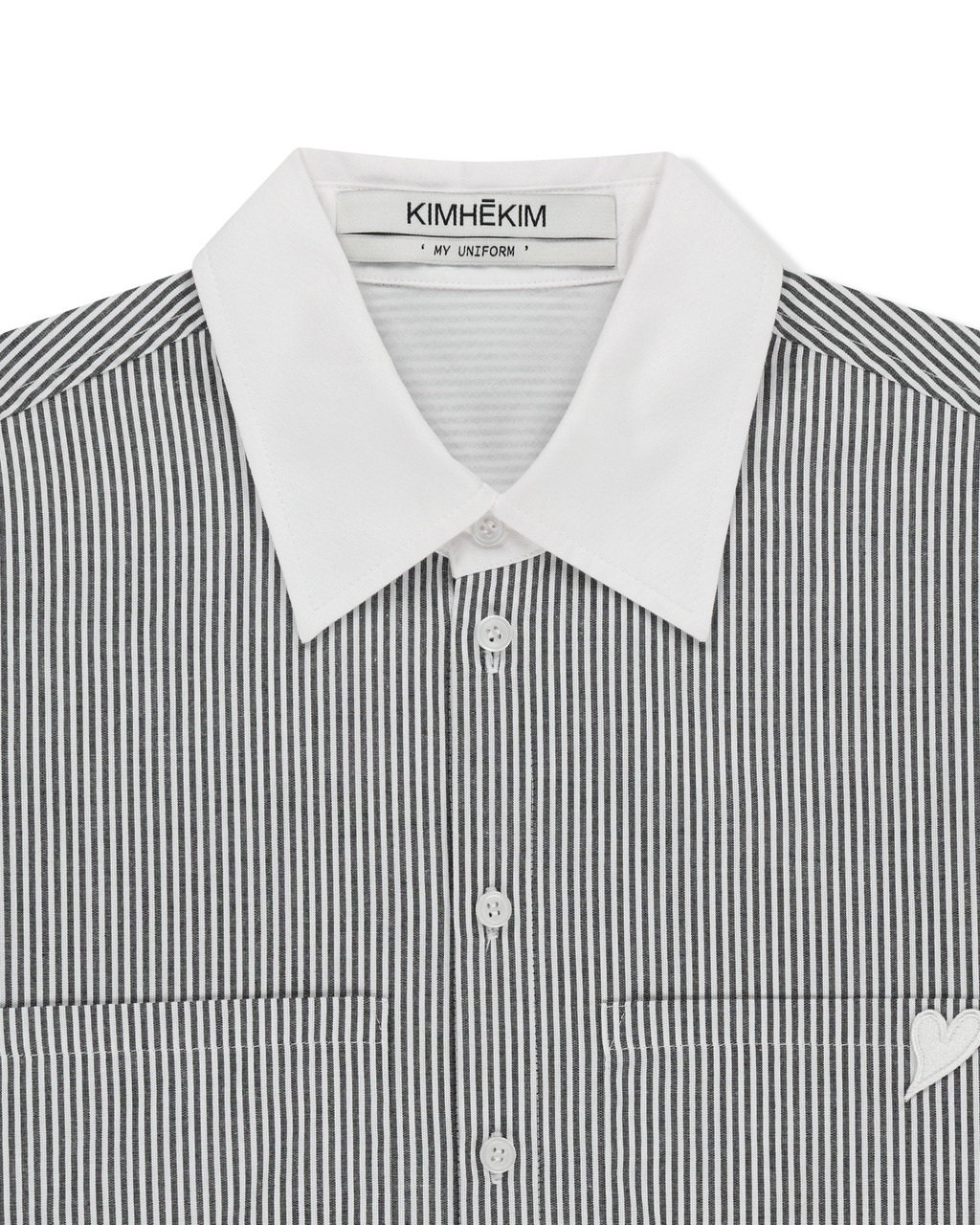 Kimhe Kim - Mini Heart Patch Double Pockets Shirt (Black/White) product image 6 | TRAB K-Fashion Australia