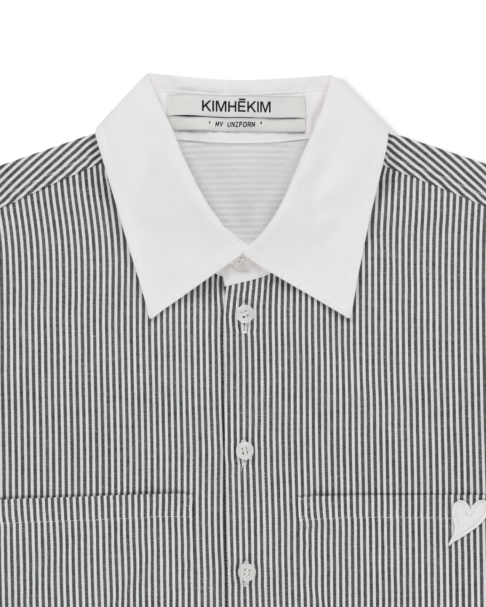 Kimhe Kim - Mini Heart Patch Double Pockets Shirt (Black/White) product image 6 | TRAB K-Fashion Australia