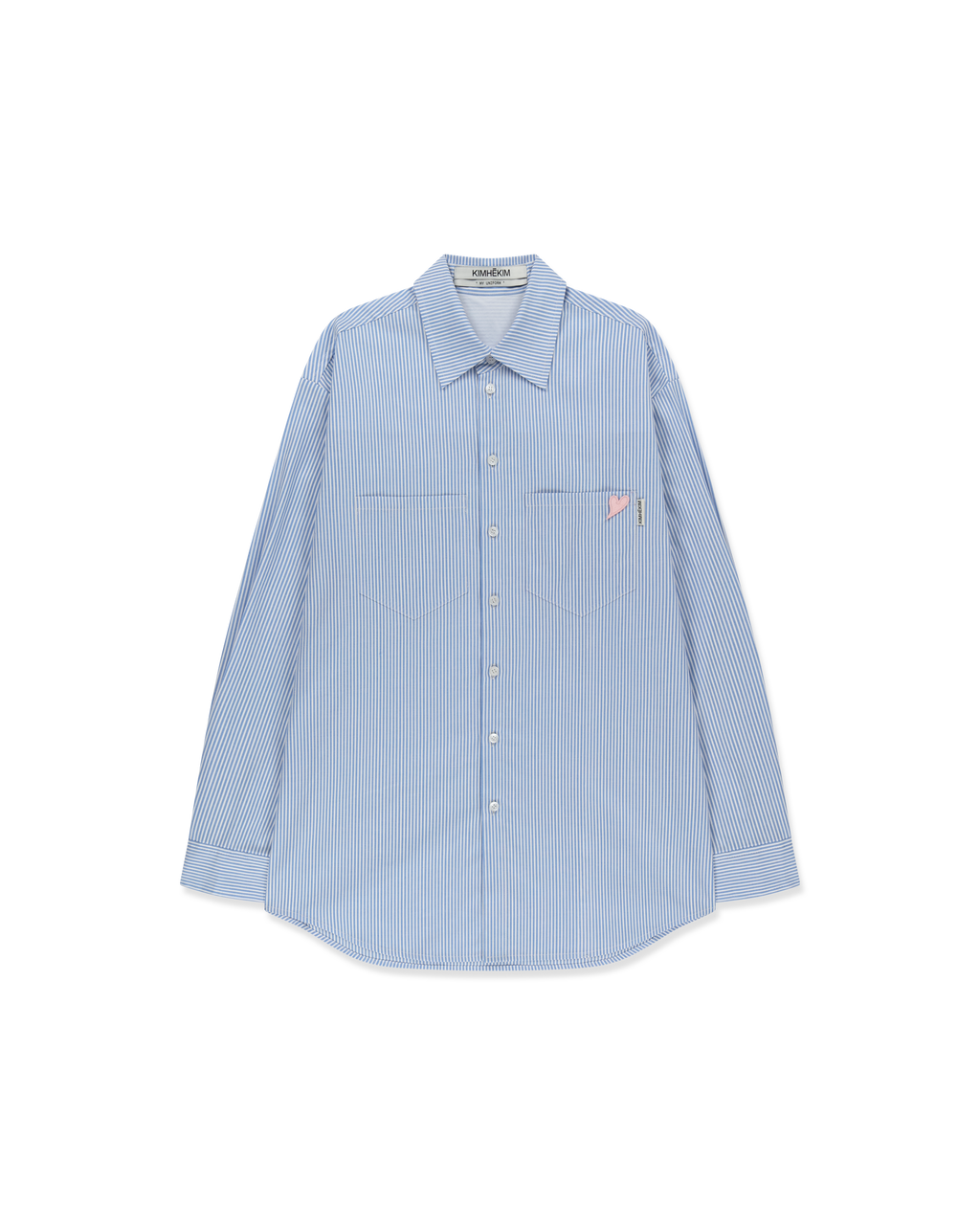 Kimhe Kim - Mini Heart Patch Double Pockets Shirt (Sky Blue/Pink) product image 4 | TRAB K-Fashion Australia