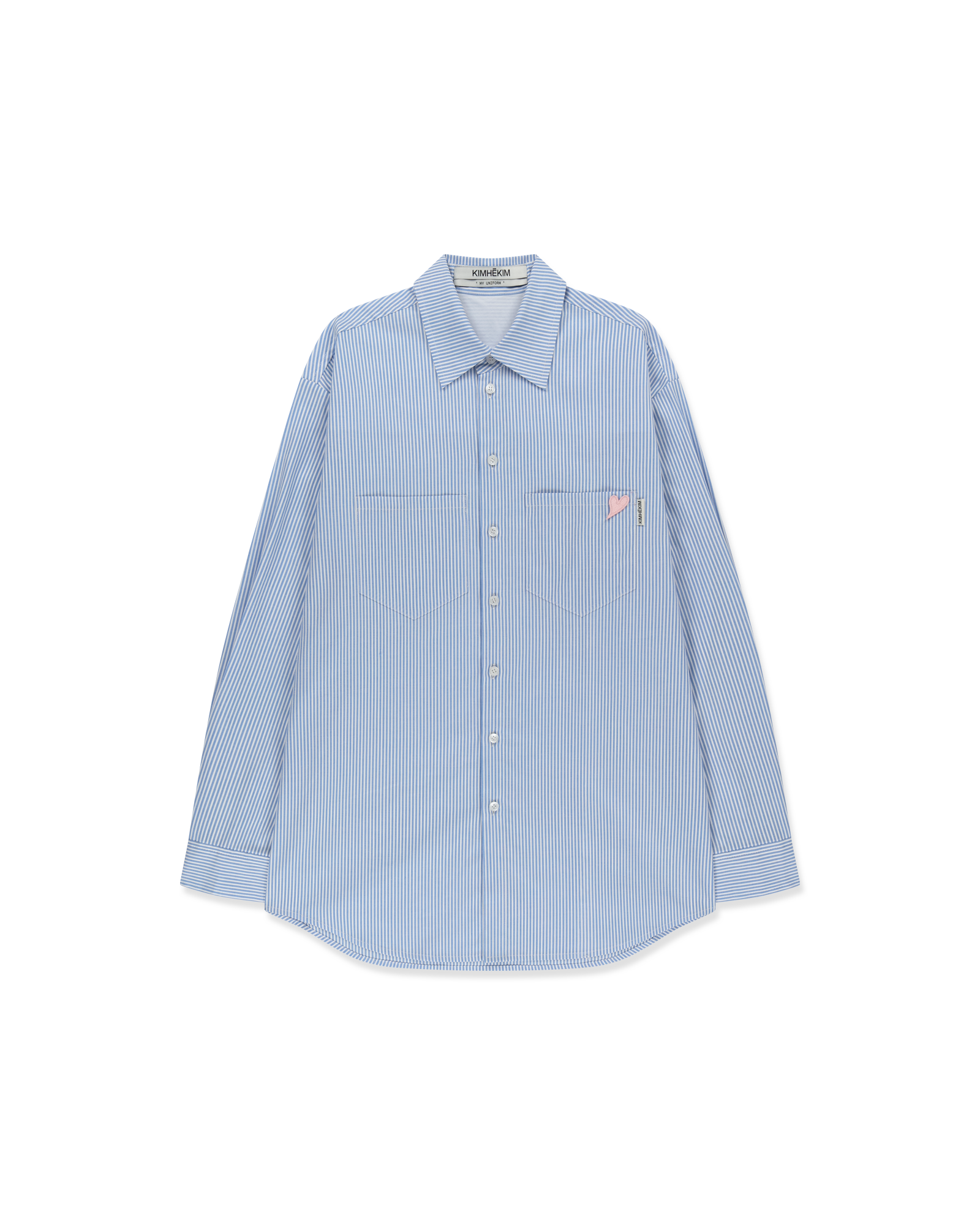 Kimhe Kim - Mini Heart Patch Double Pockets Shirt (Sky Blue/Pink) product image 4 | TRAB K-Fashion Australia