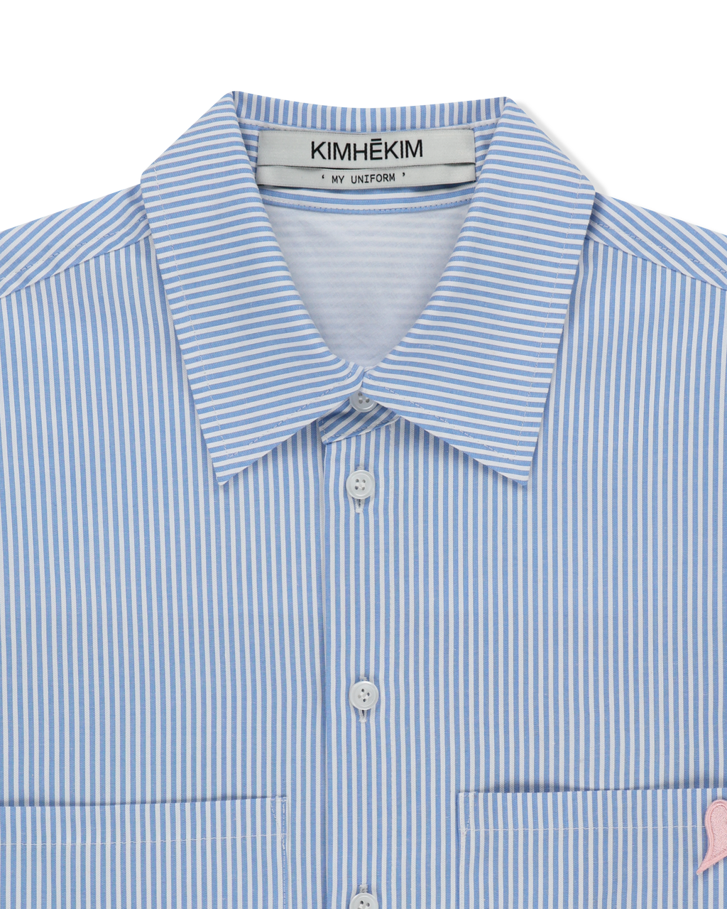 Kimhe Kim - Mini Heart Patch Double Pockets Shirt (Sky Blue/Pink) product image 6 | TRAB K-Fashion Australia