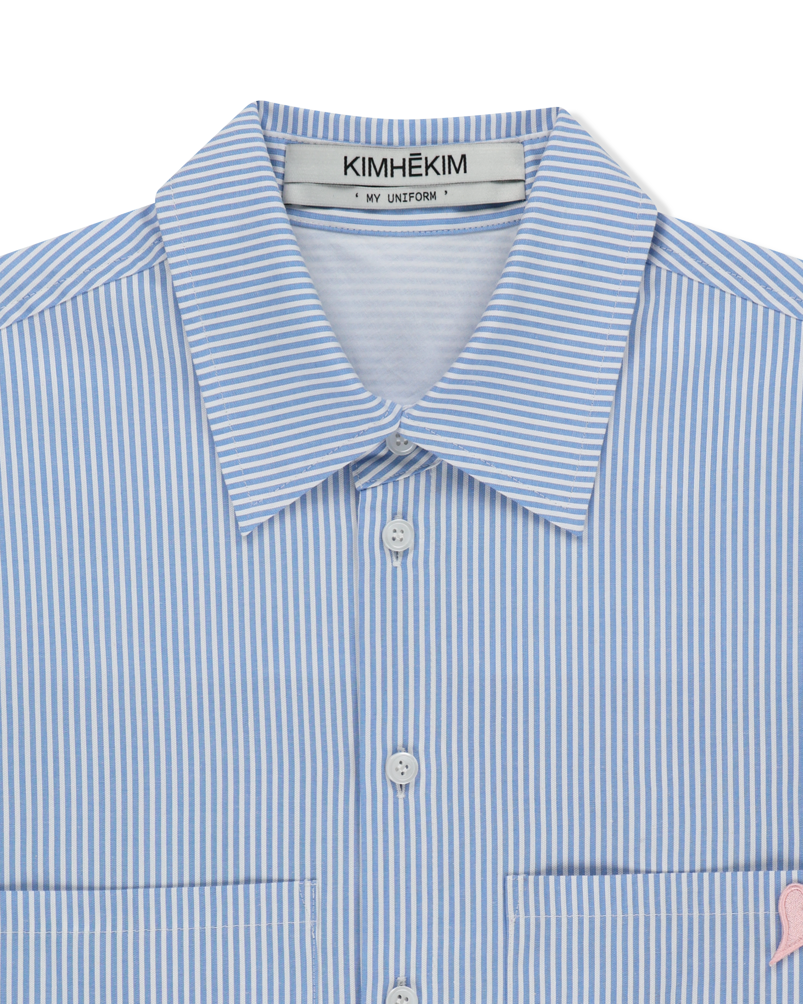 Kimhe Kim - Mini Heart Patch Double Pockets Shirt (Sky Blue/Pink) product image 6 | TRAB K-Fashion Australia