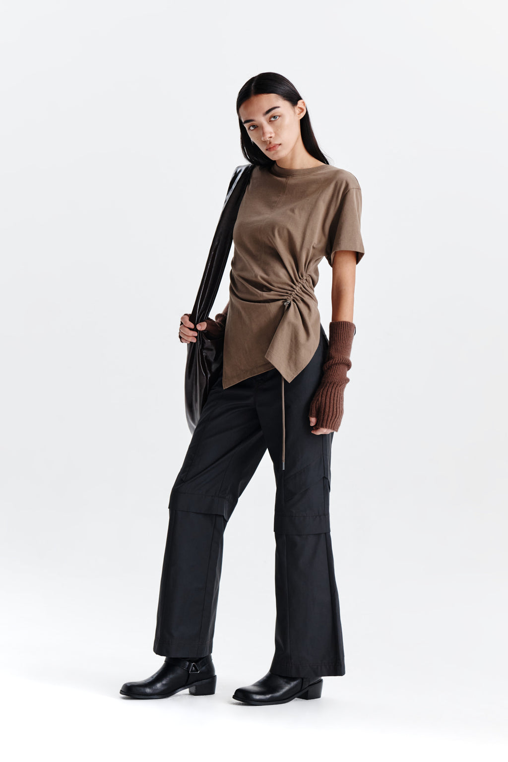 Matin Kim - Knee Point Tuck Wide Pants (Charcoal) product image 8 | TRAB K-Fashion Australia