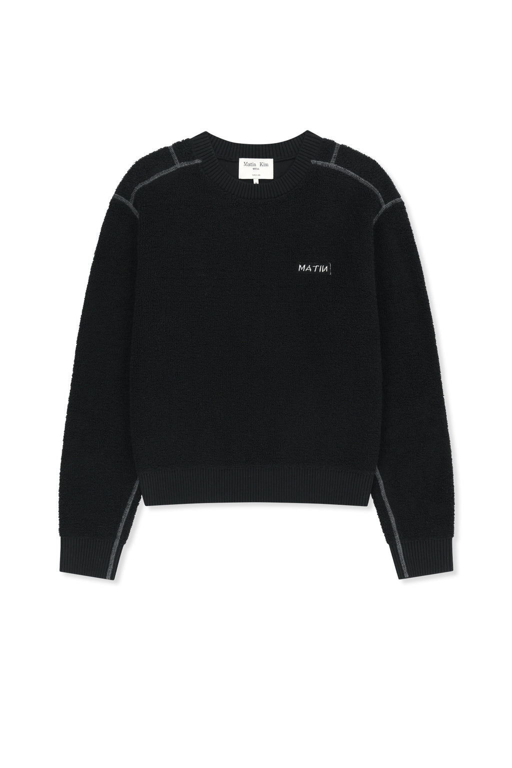 Matin Kim - Boucle Texture Knit Pullover (Black) product image 1 | TRAB K-Fashion Australia