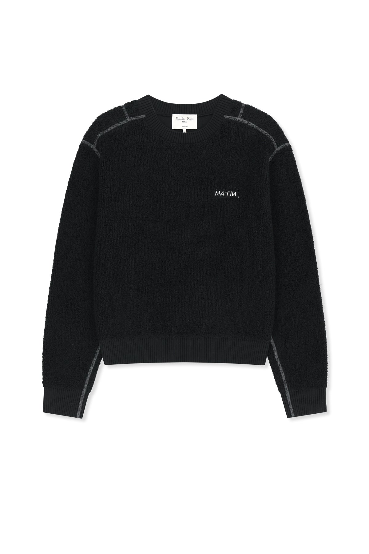 Matin Kim - Boucle Texture Knit Pullover (Black) product image 1 | TRAB K-Fashion Australia
