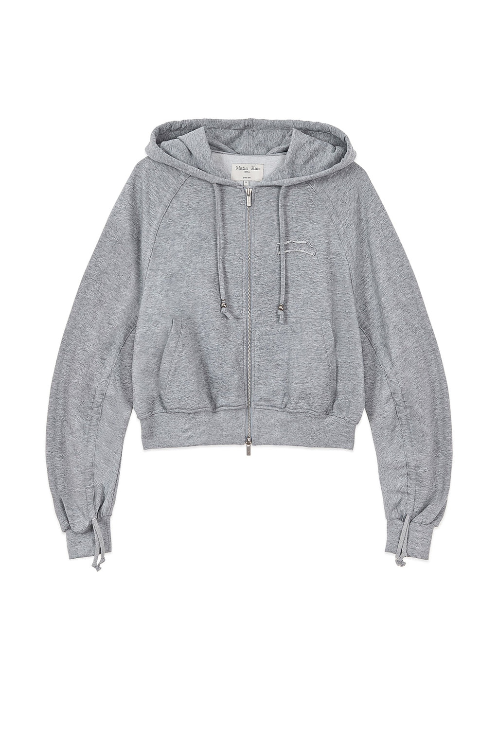 Matin Kim - Sleeve String Detail Hoody Zip Up (Grey) product image 4 | TRAB K-Fashion Australia