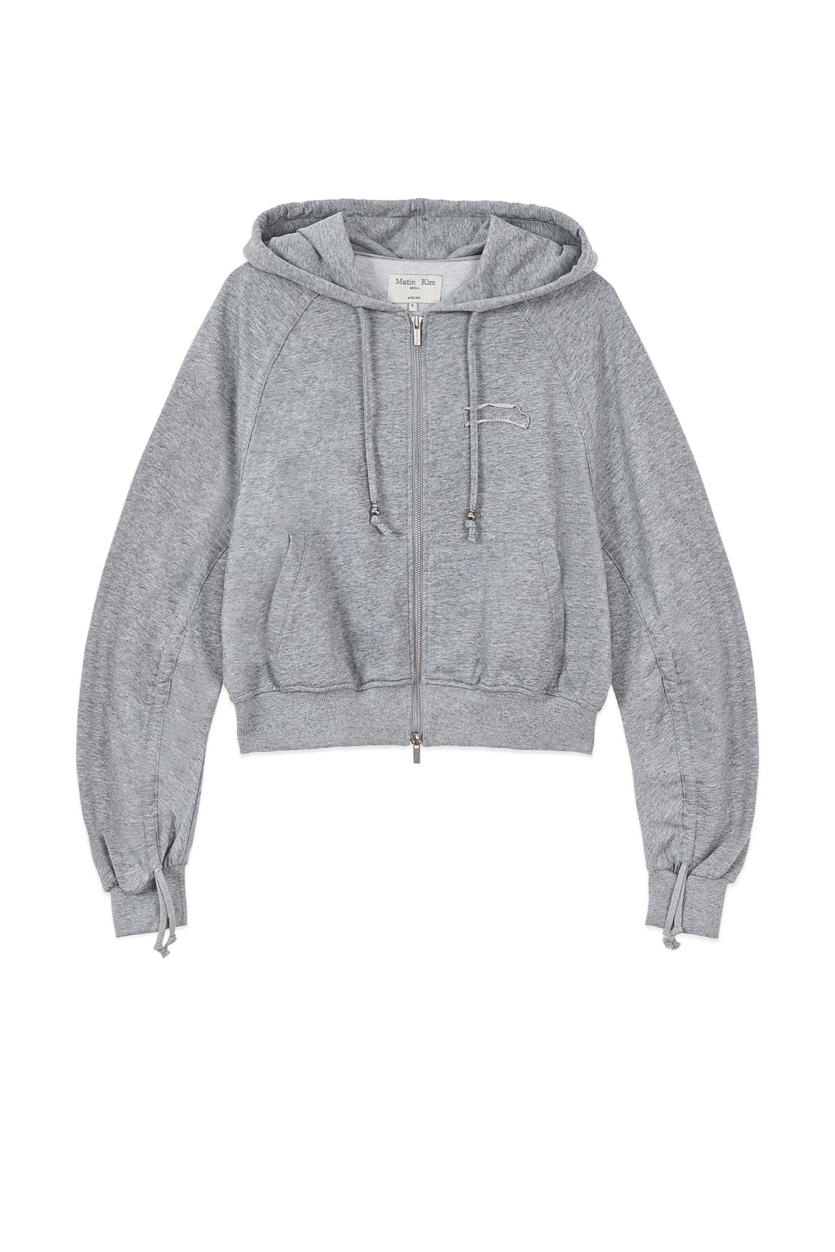 Matin Kim - Sleeve String Detail Hoody Zip Up (Grey) product image 4 | TRAB K-Fashion Australia