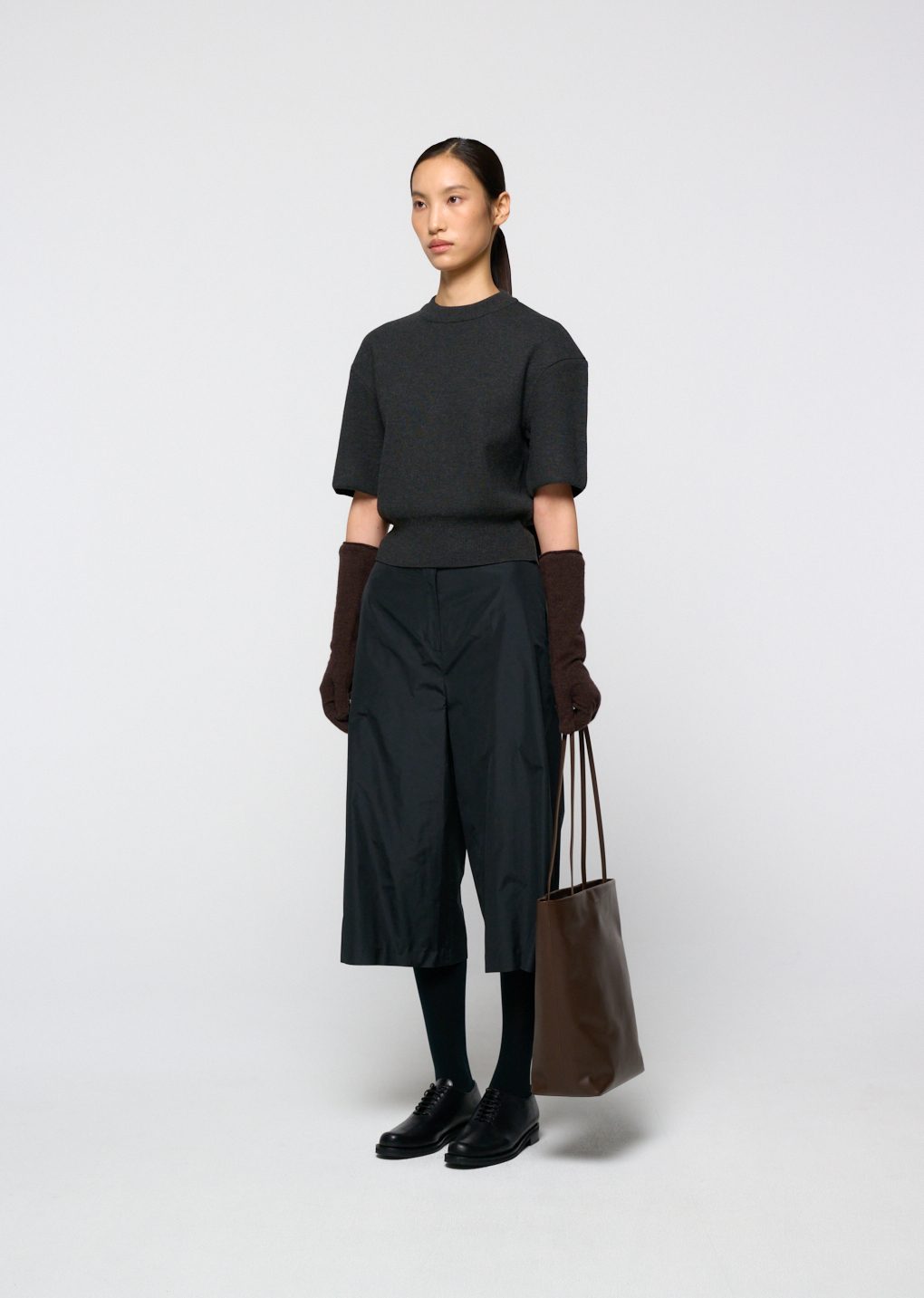 Amomento - Rounded half knit top (Charcoal) product image 3 | TRAB K-Fashion Australia
