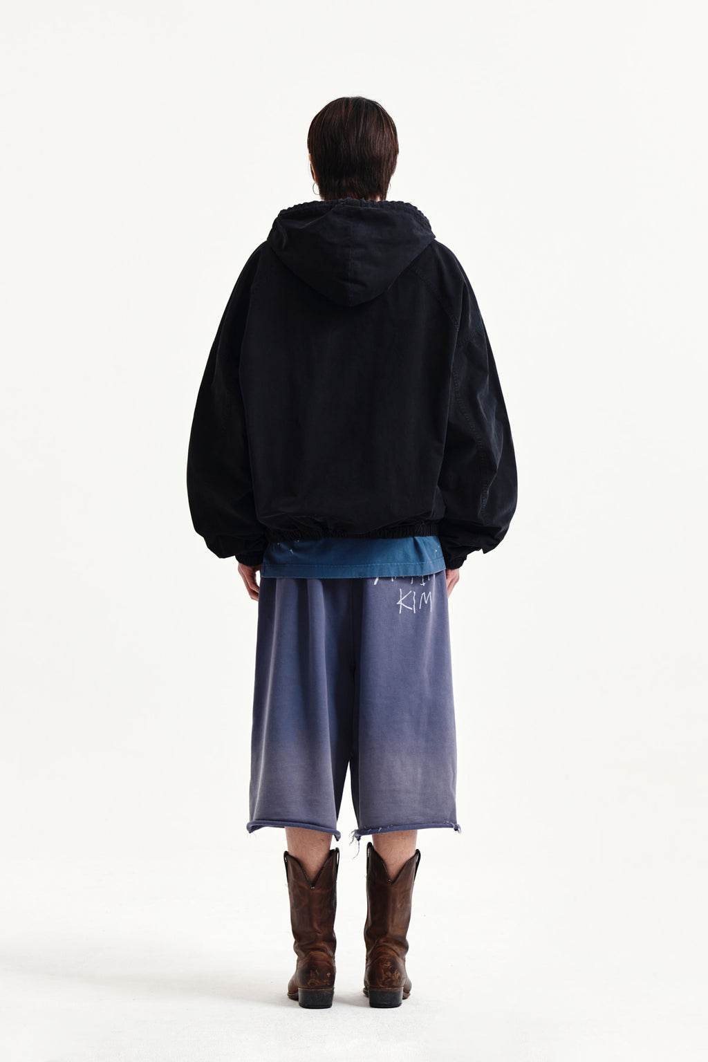 Matin Kim - Vintage Washed Back Logo Bermuda Sweatpants (Smoke Blue) product image 13 | TRAB K-Fashion Australia