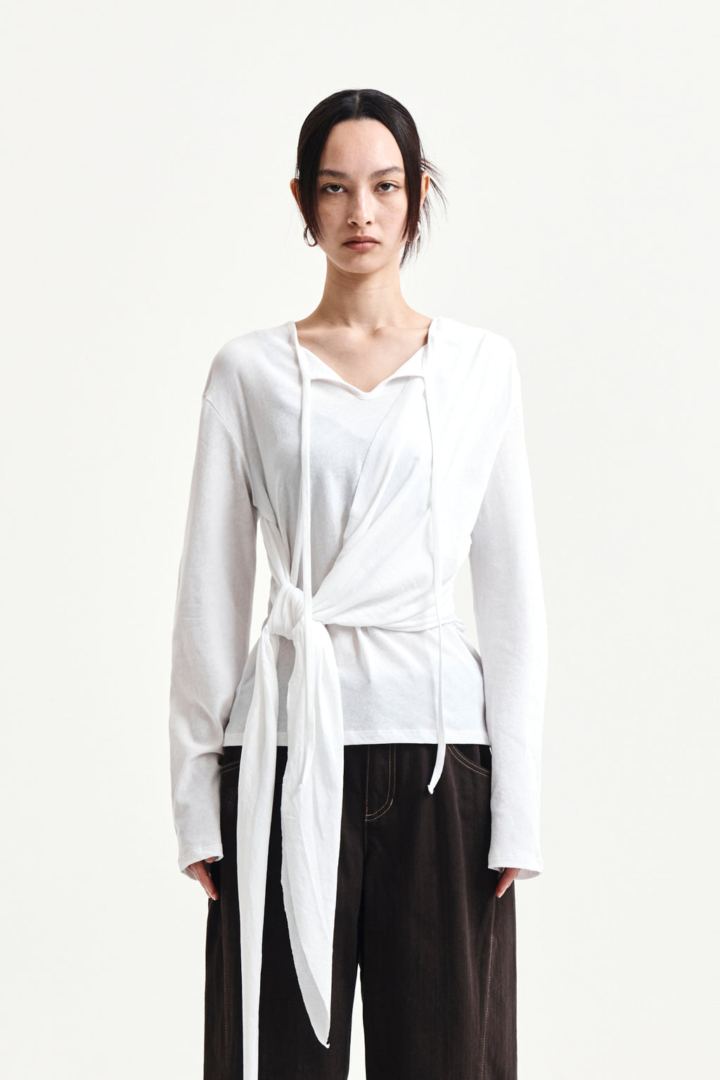 Matin Kim - Tied Drapery Top (White) product image 10 | TRAB K-Fashion Australia