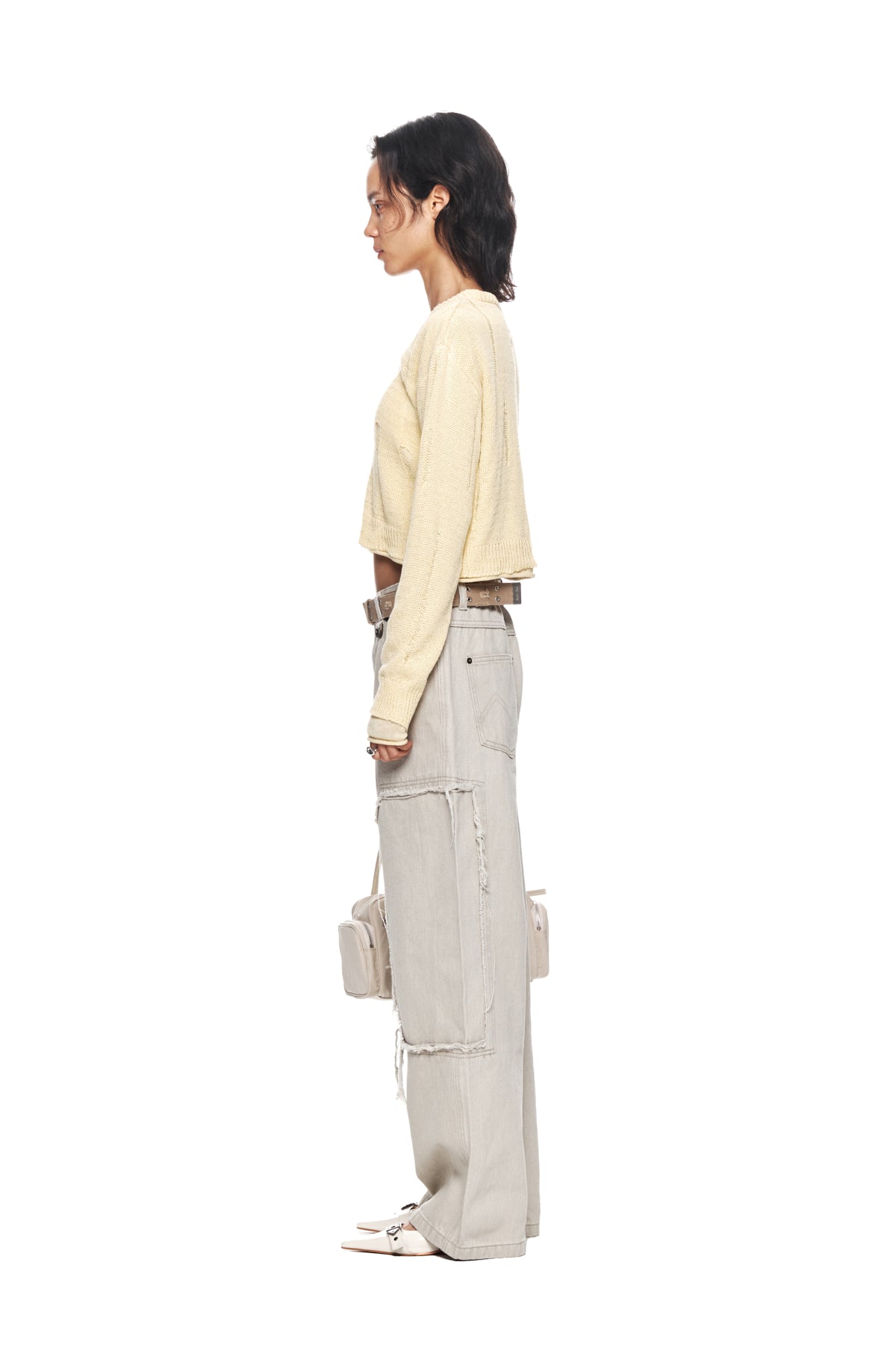 Matin Kim - Layered Damage Crop Cardigan (Light Yellow) product image 6 | TRAB K-Fashion Australia