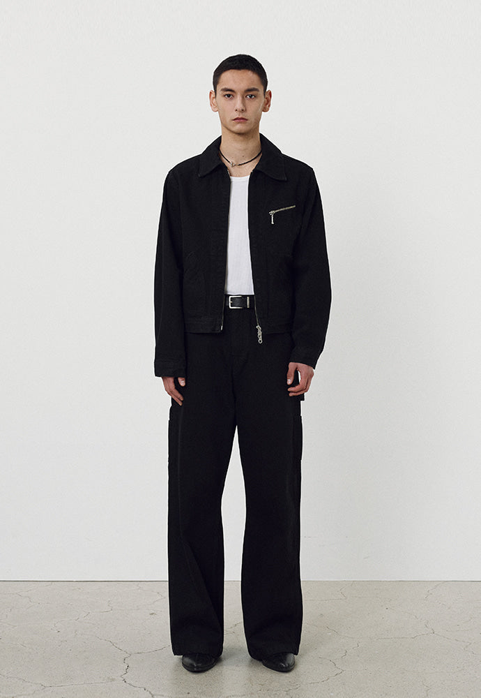 Tonywack - Rinsed Denim Zipped Work Jacket (Black) product image 1 | TRAB K-Fashion Australia