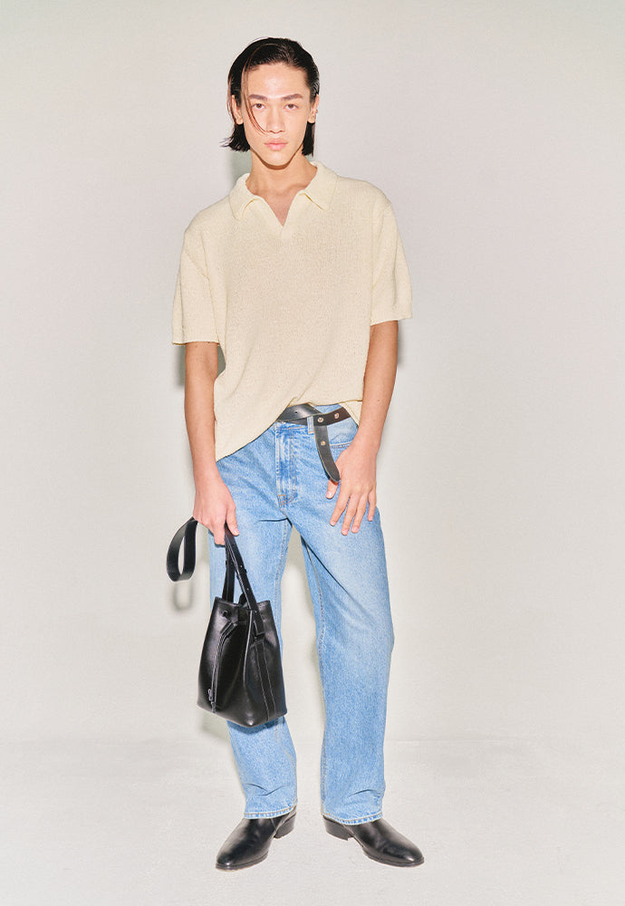 Tonywack - Soft Textured Boucle Open-Collar Knit (Pale Yellow) product image 3 | TRAB K-Fashion Australia