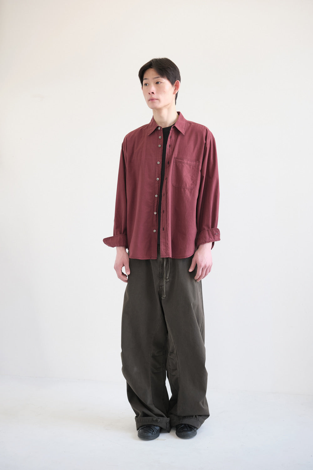Hatchingroom - Shadow Stripe Shirt (Dark Red) product image 4 | TRAB K-Fashion Australia