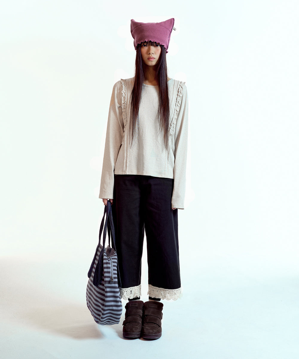 Coyseio - Raw Edge Cat Beanie (Brown) product image 10 | TRAB K-Fashion Australia